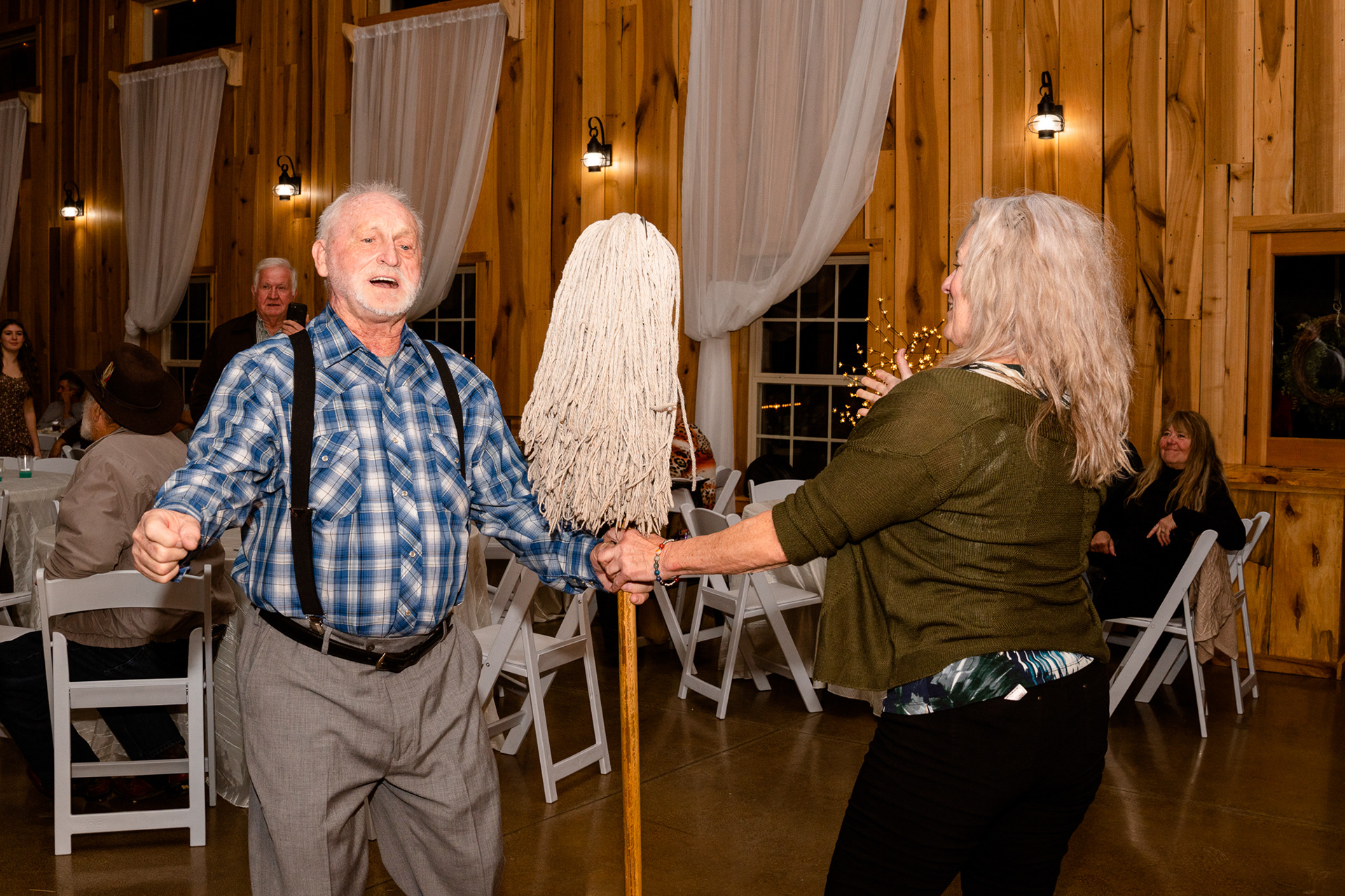 Reception fun with a mop