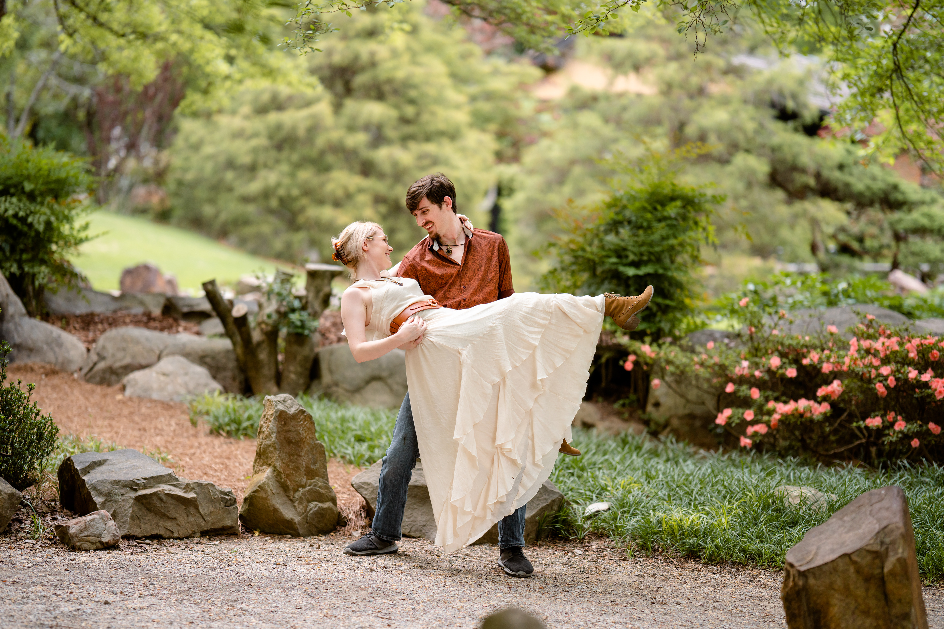Engagement photo session at the Botanical Gardens in Birmingham, Alabama