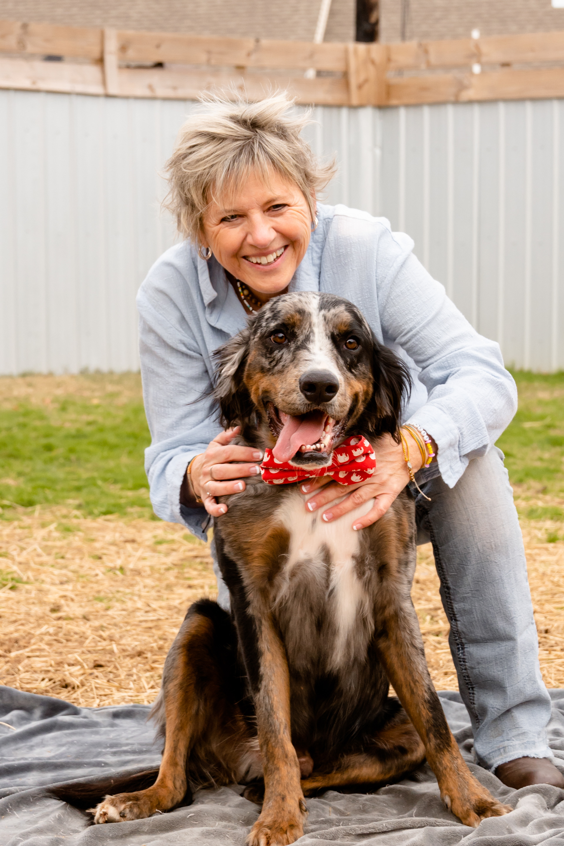 Pet owner with her good boy