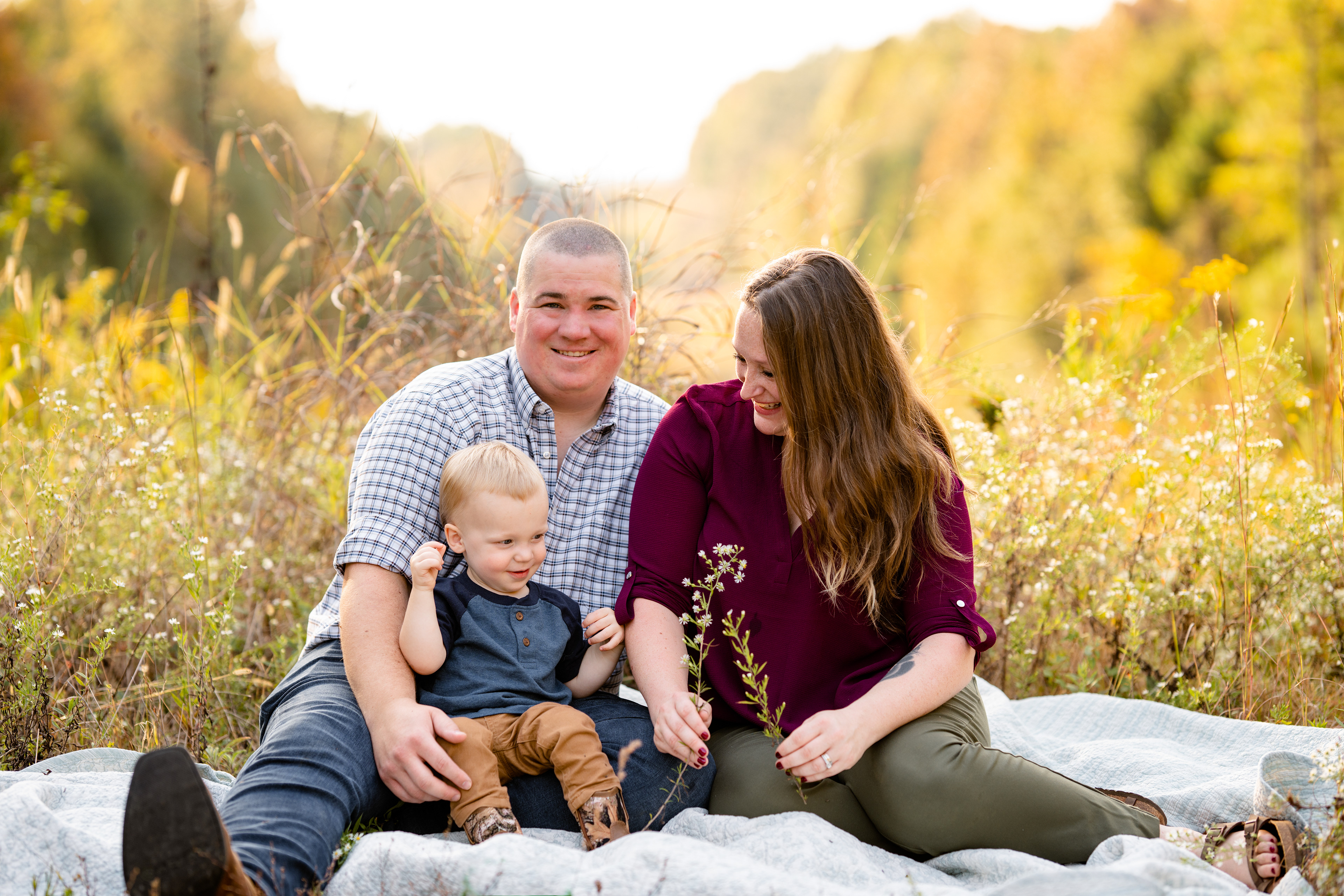 Mom shows son flowers