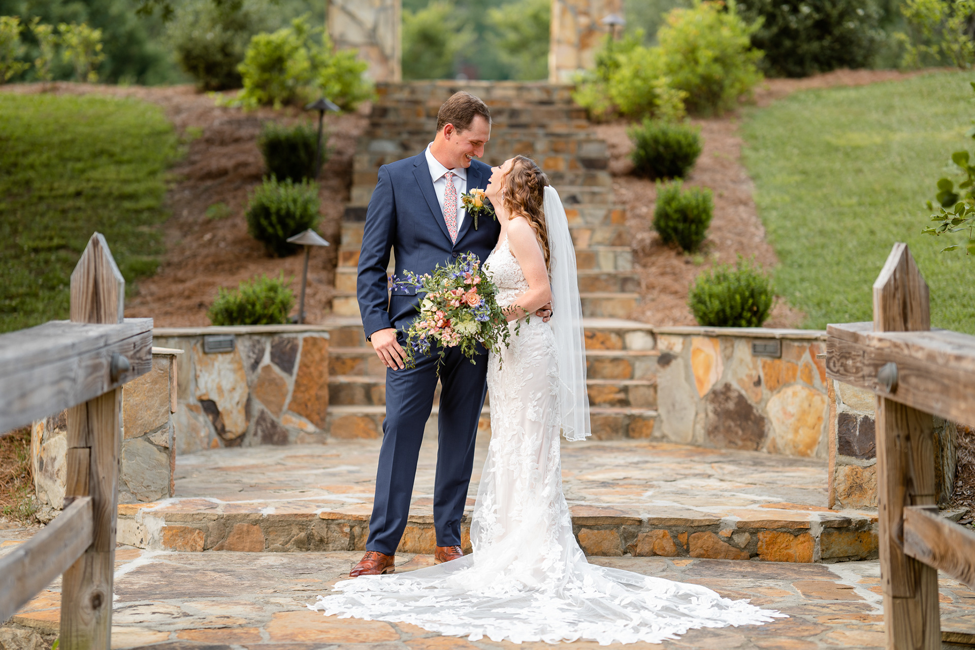 bride and groom at Belle Farm venue in Sterrett, AL