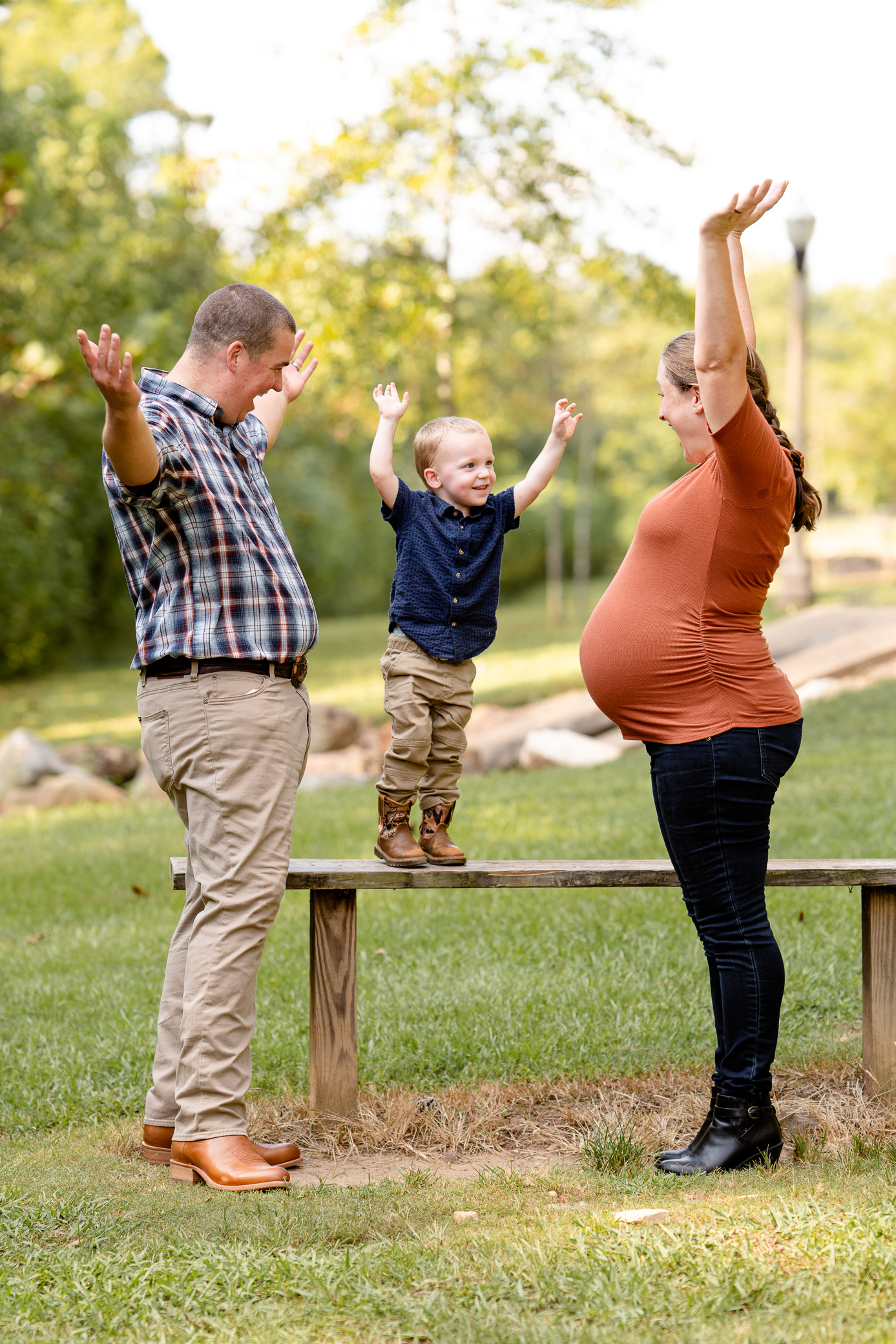Family Maternity Picture where everyone is excited
