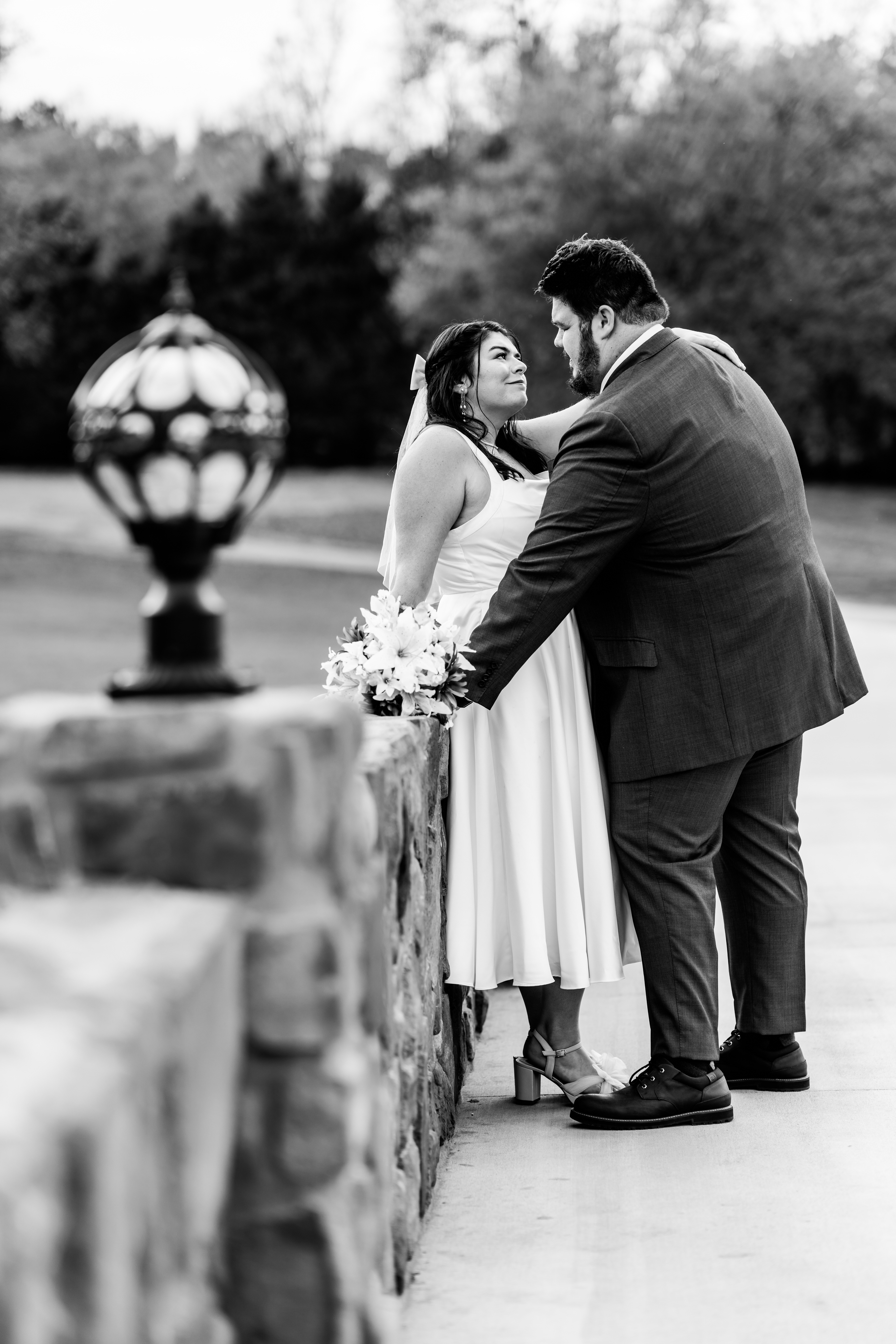 Newly weds on a bridge