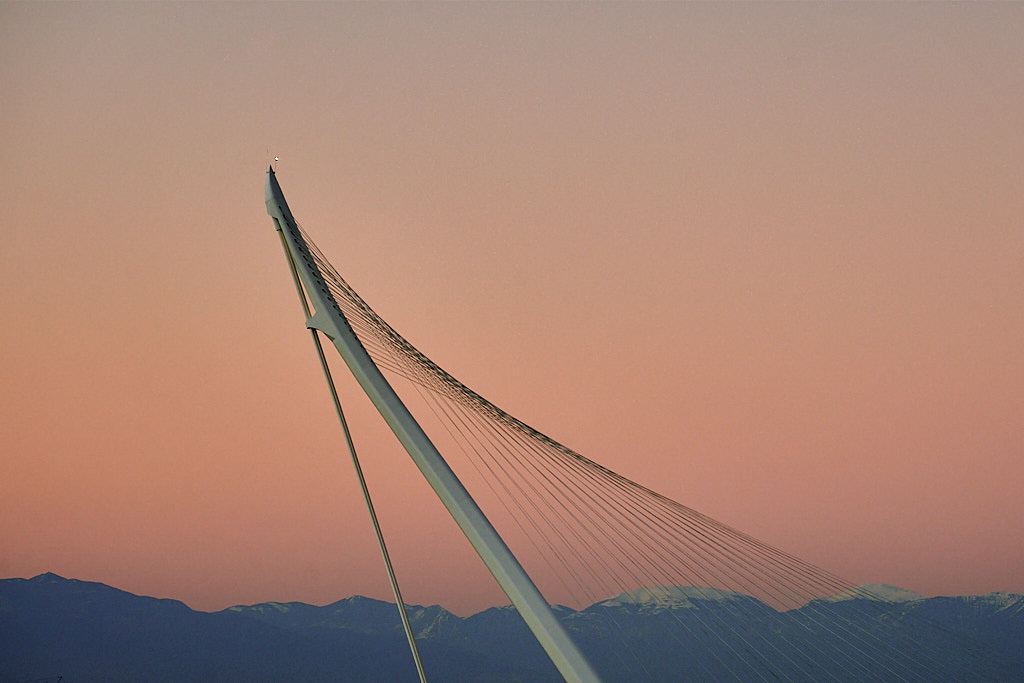 Cosenza, Italy - The bridge of Calatrava and the Pollino mountains