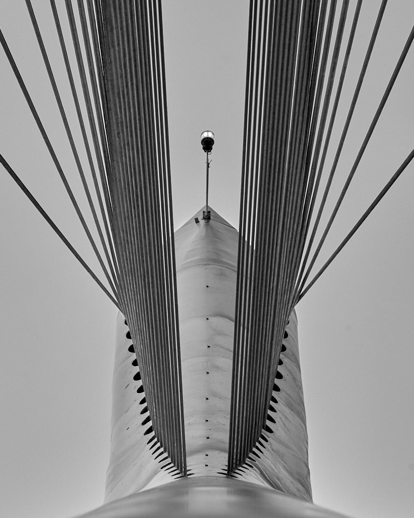 Modern Calatrava Bridge details in Cosenza, Calabria, Italy