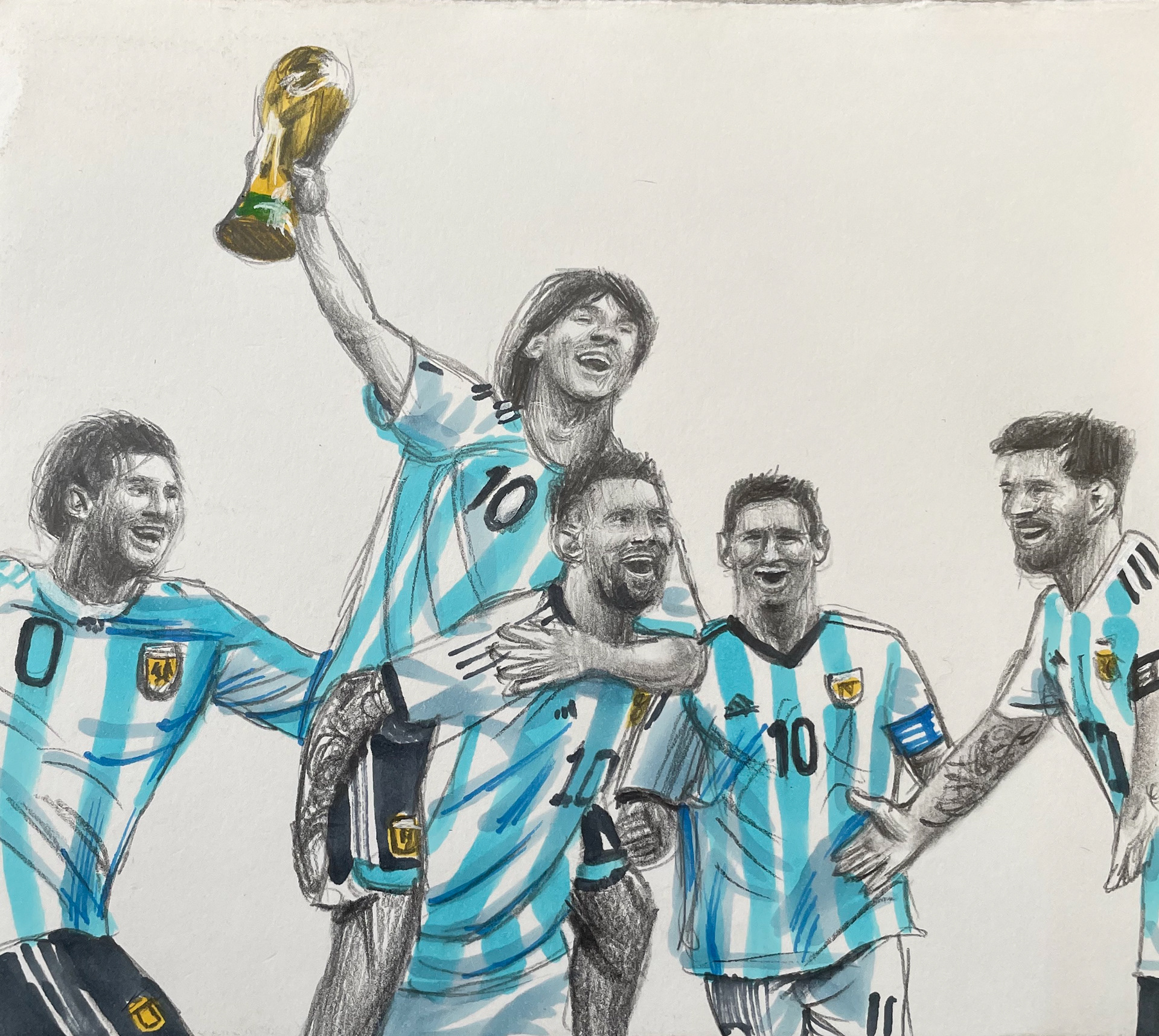 Messi, A5, Pencil and Marker Pen, Paper