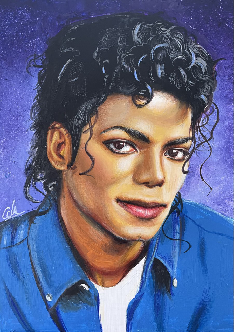 King of Pop, A3, Acrylic, Canvas Paper