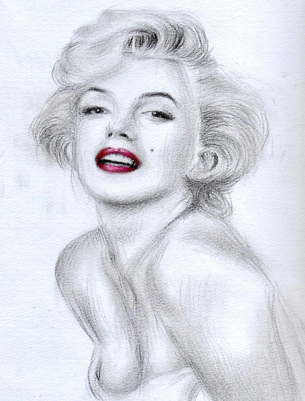Monroe, A4, Pencil and Watercolour, Paper