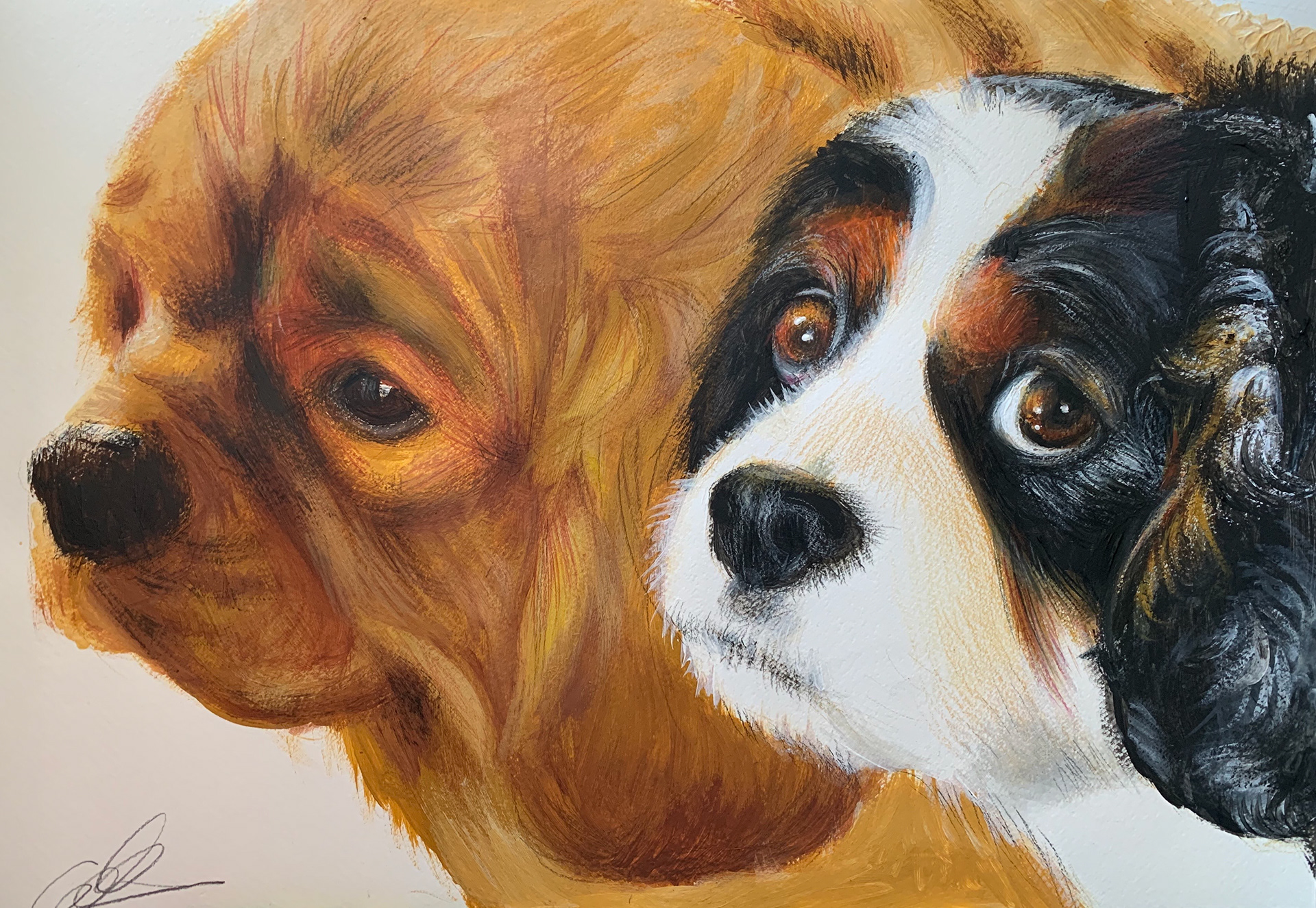 Friends, A3, Acrylic, Paper