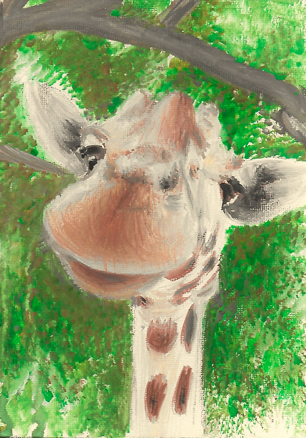 Giraffe at me, A5, Acrylic, Canvas Board