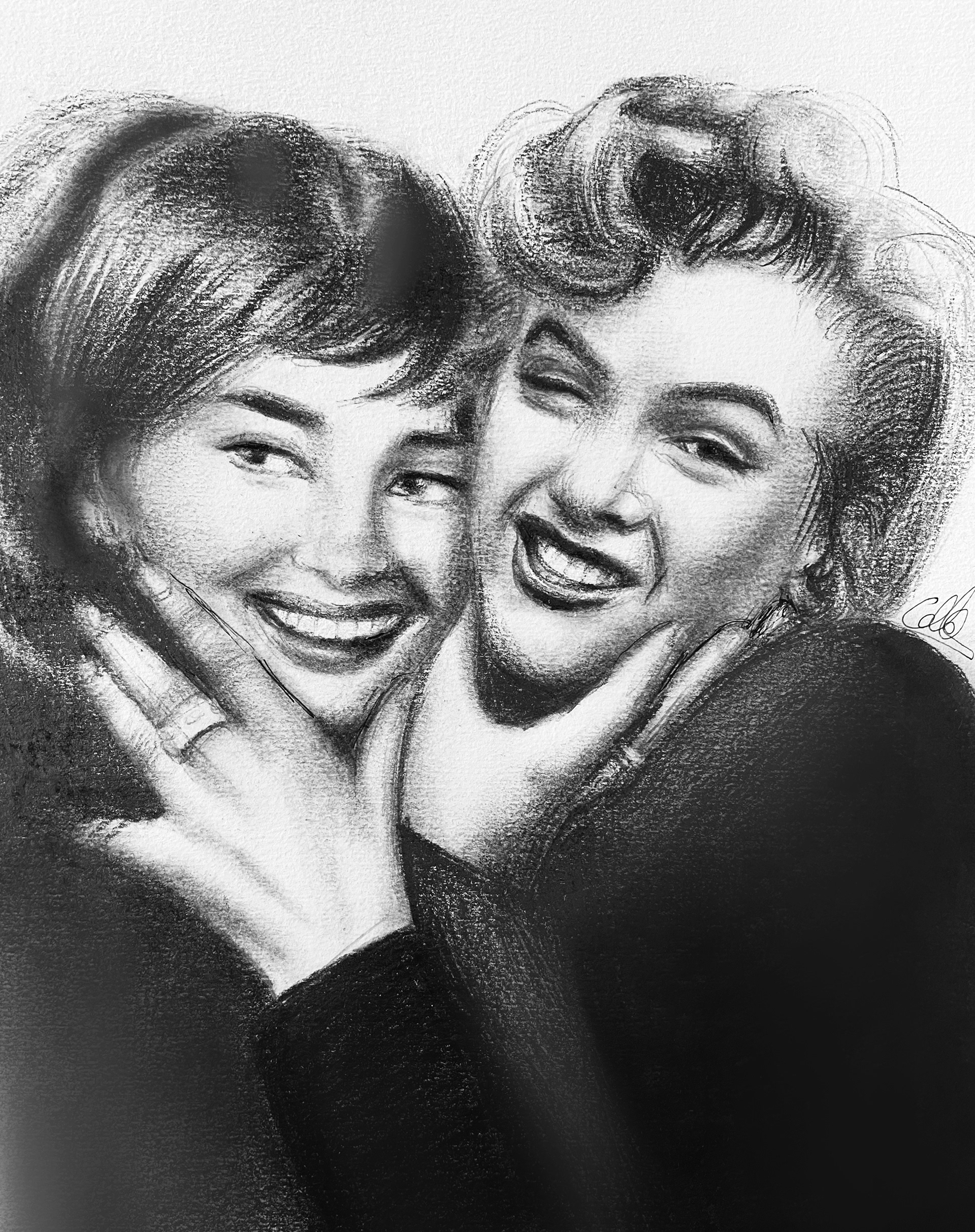 Audrey and Marylin, A4, Pencil, Paper