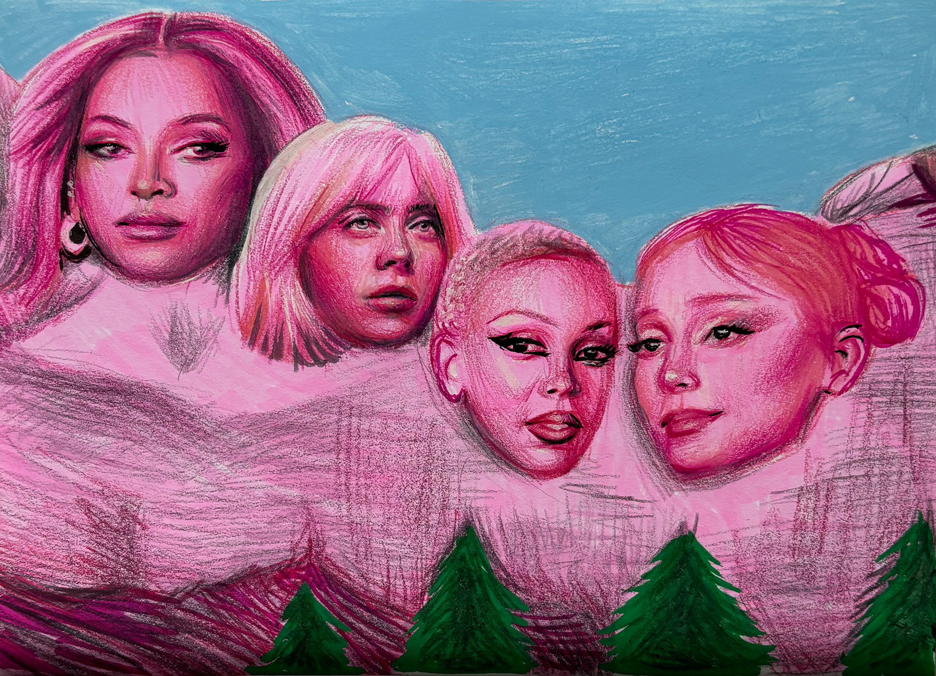 Faves Mount Rushmore, A5 Sketchbook Paper, Mixed Media