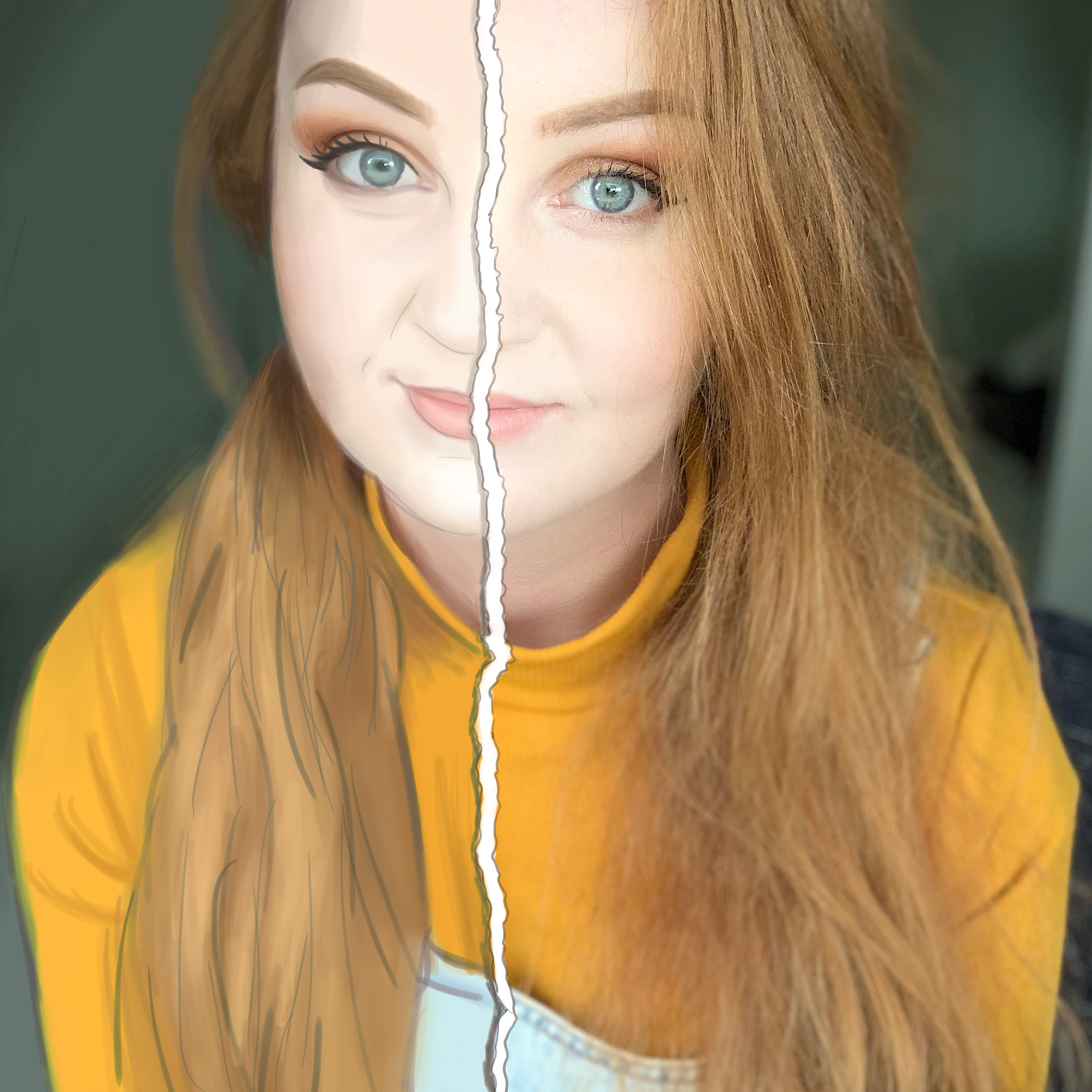 Half Drawing / Half Photo, Marker Pen Tool, Adobe Sketch