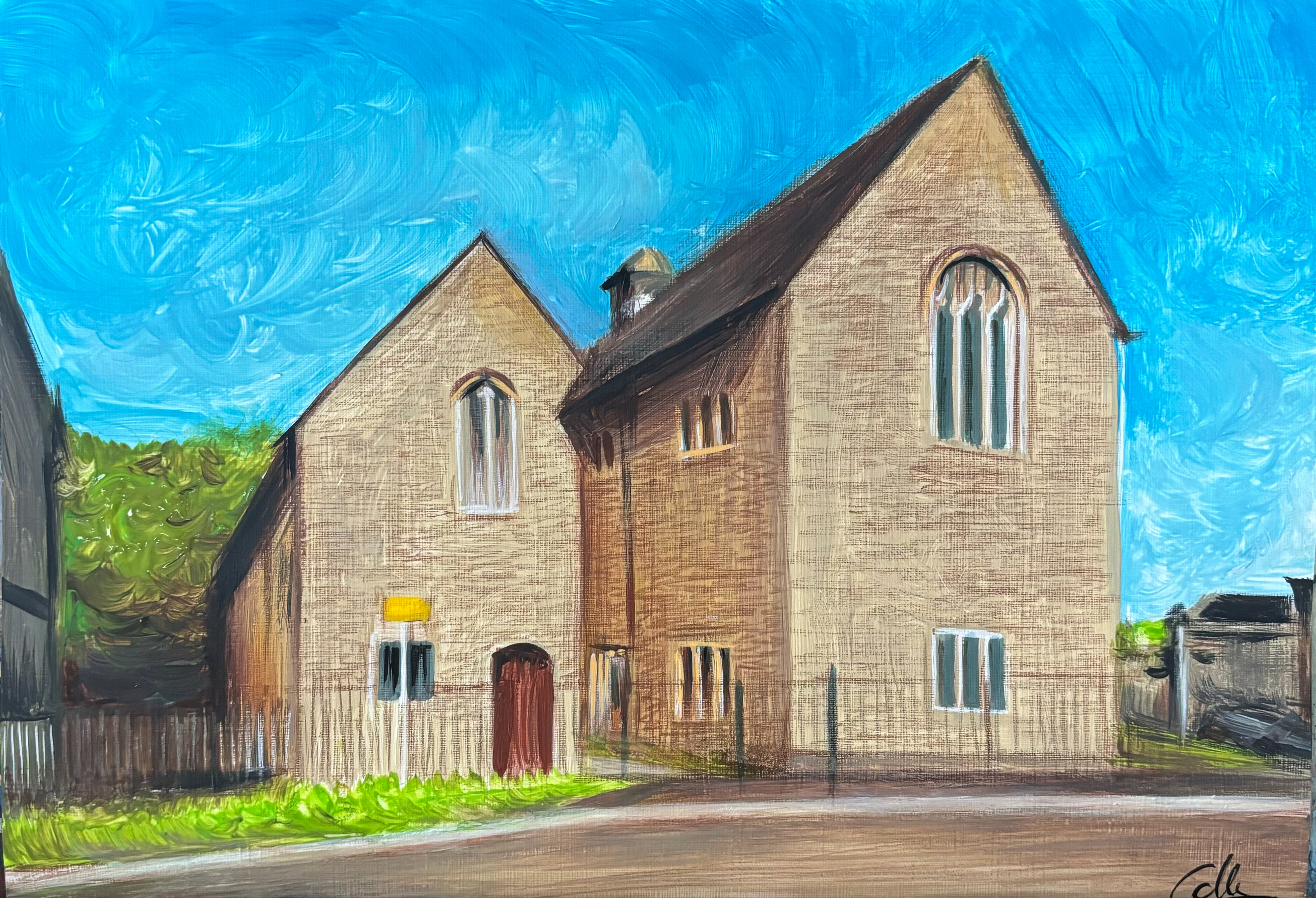 Church, A3, Acrylic, Canvas Paper