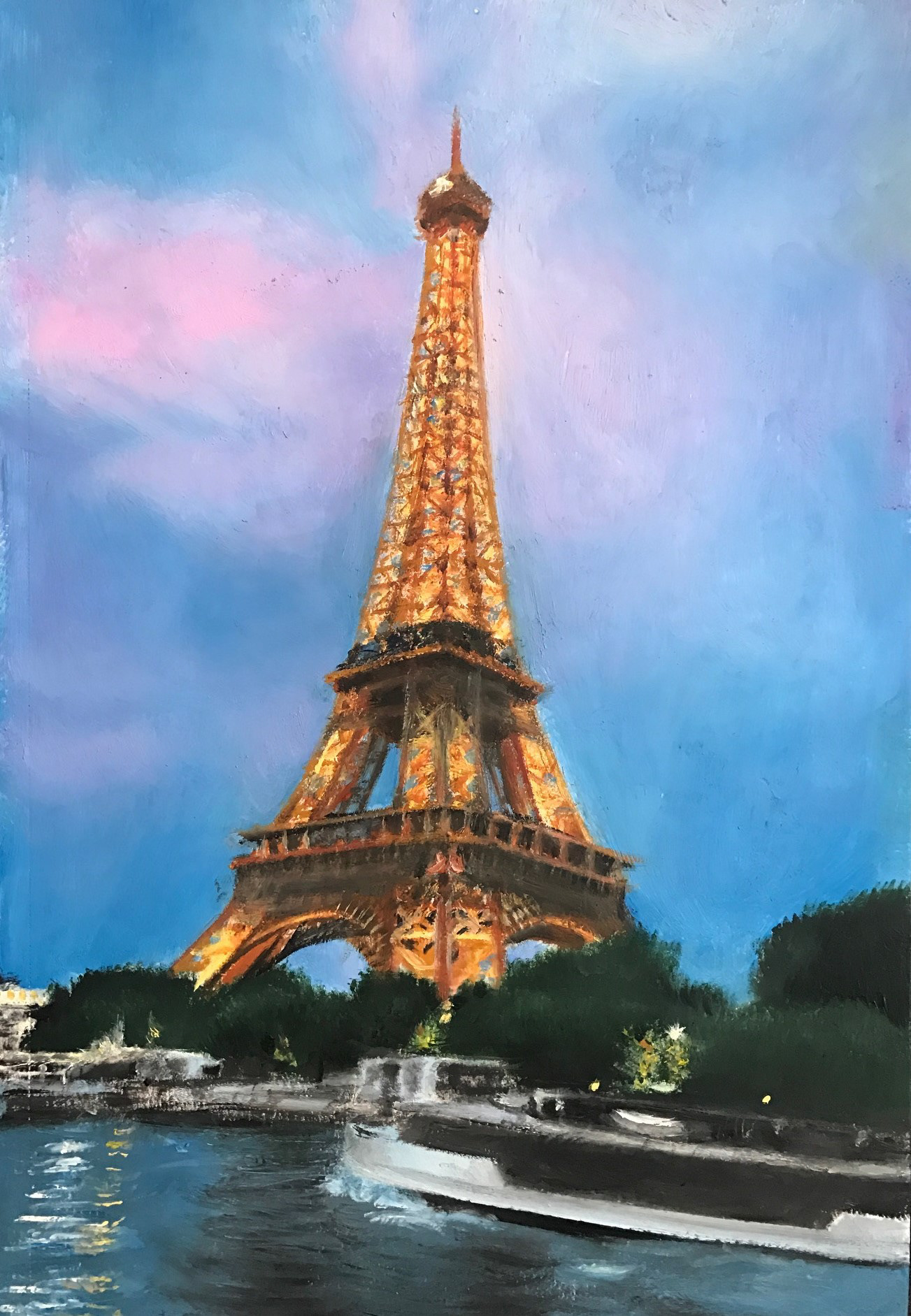 Eiffel Tower, A4, Oil, Paper