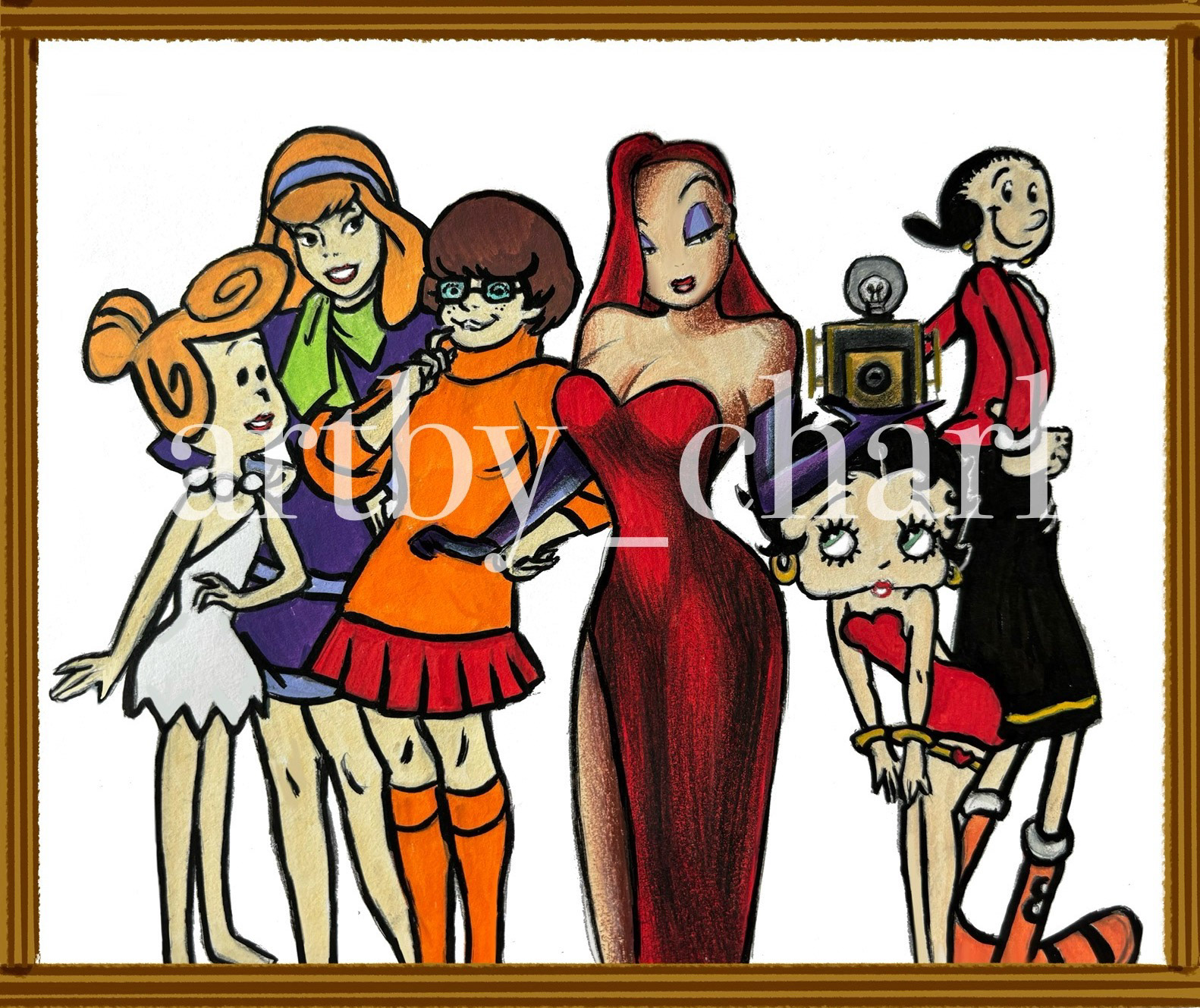 Classic Female Cartoons, A5 Sketchbook Paper, Acrylic Pen