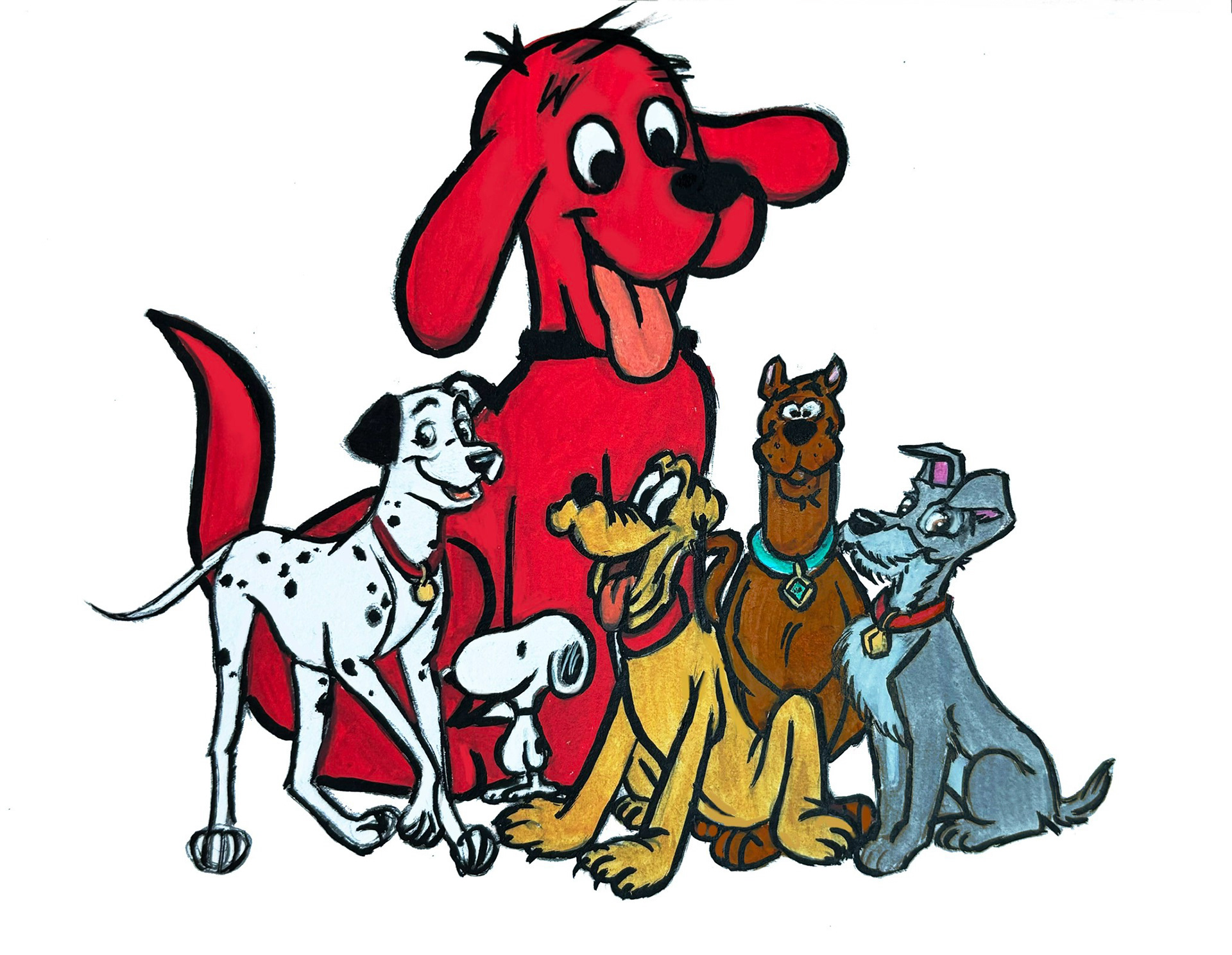 Classic Cartoon Dogs, A5 Sketchbook Paper, Acrylic Pen