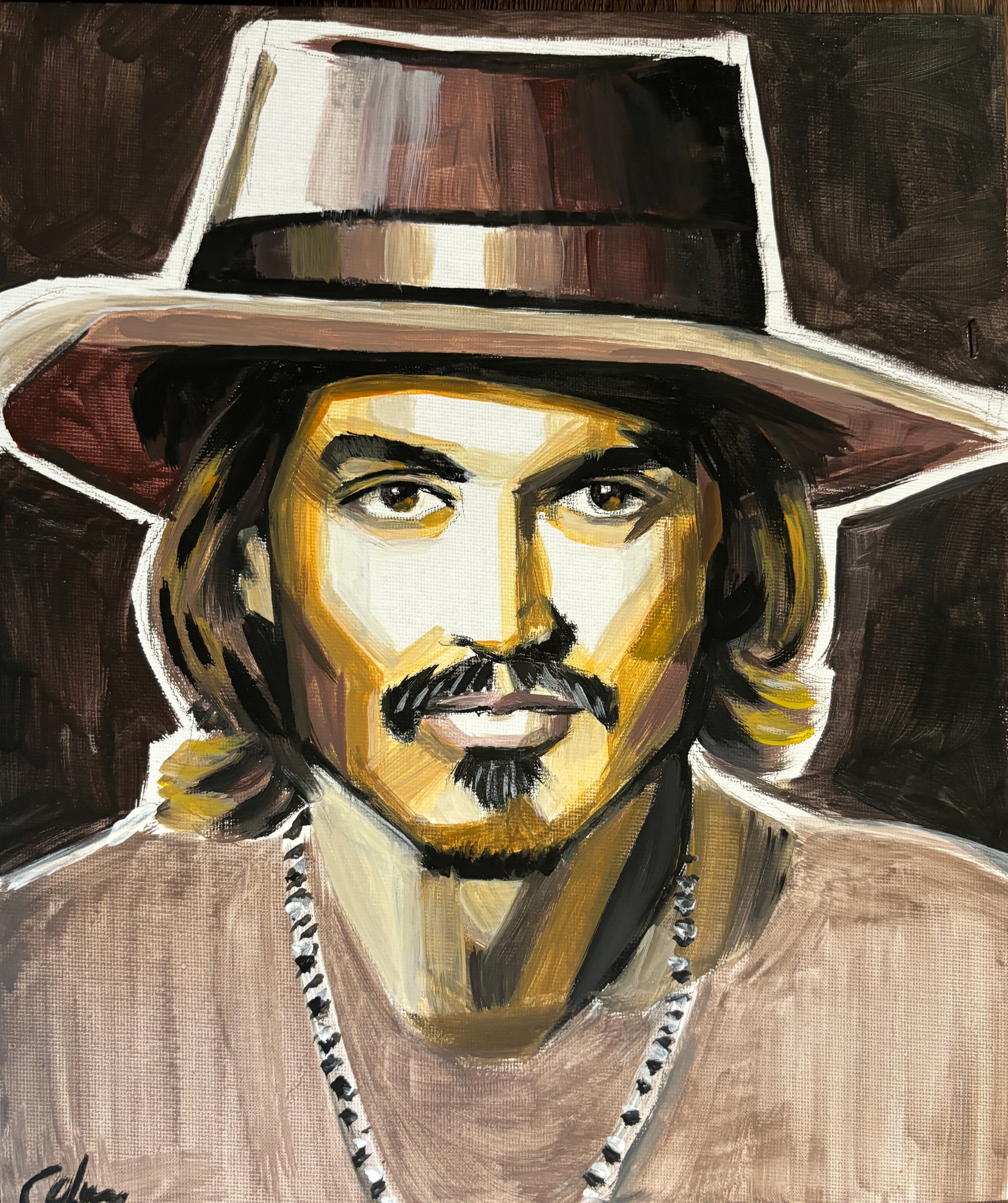 Johnny Depp Geometric, A4, Acrylic, Canvas Board