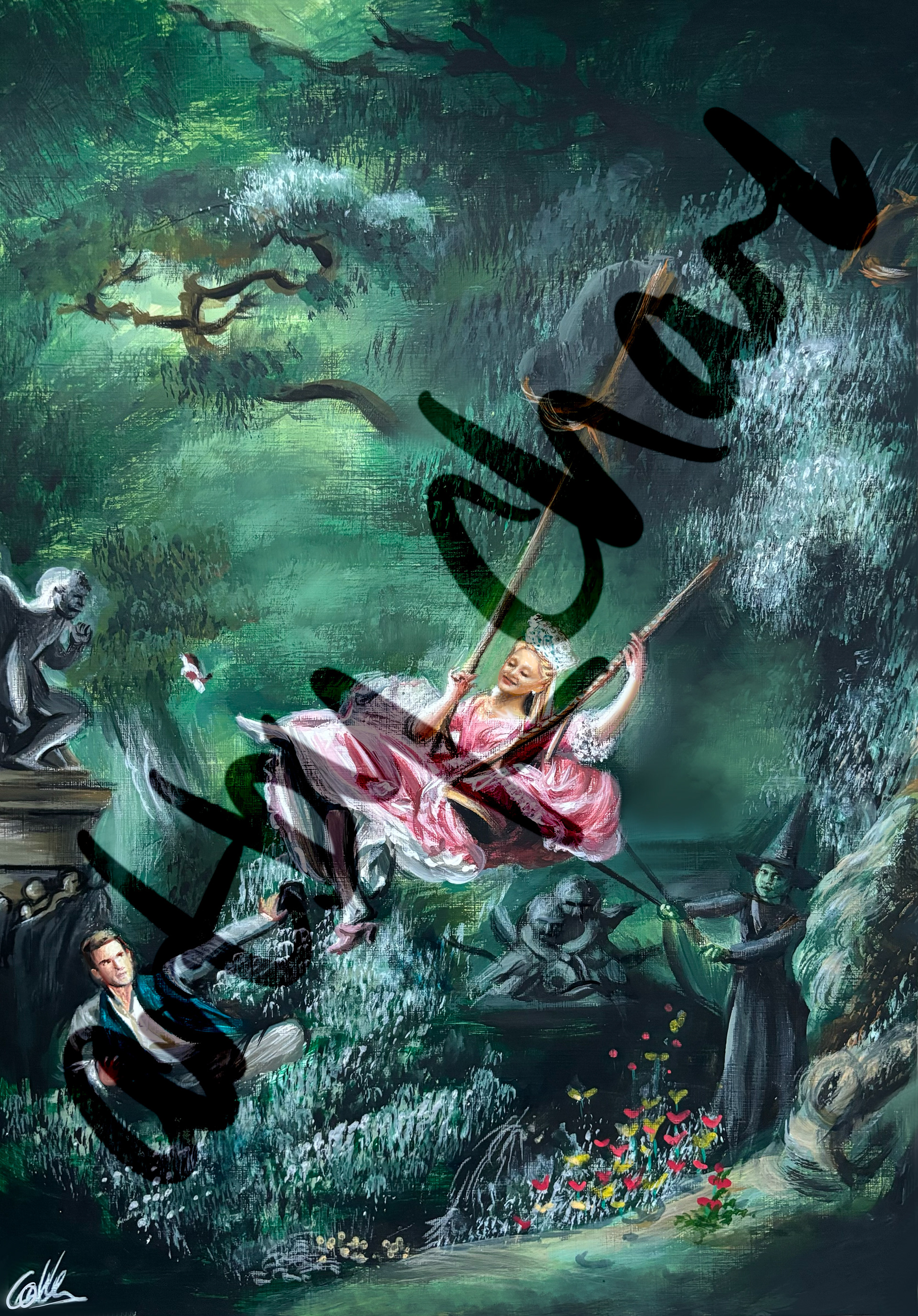 The Wicked Swing, A3, Acrylic, Canvas Paper