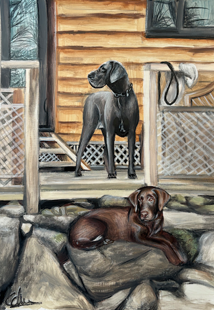 Hounds, A3, Acrylic, Canvas Paper