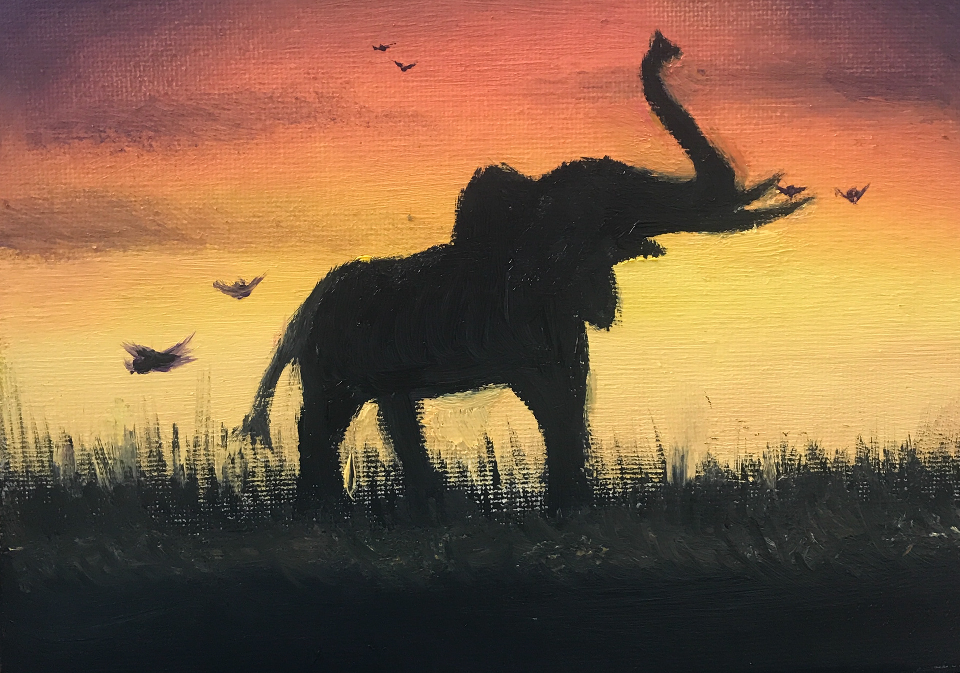 Elephant, A6, Oil, Canvas