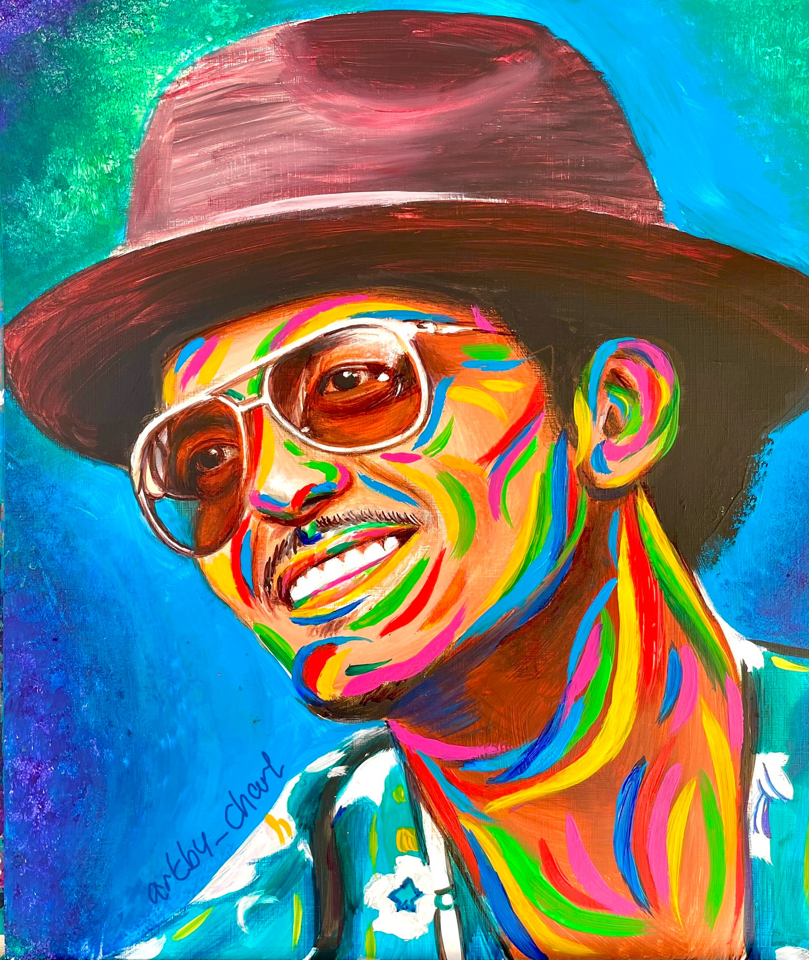 Colourful Mars, A3, Acrylic, Canvas Paper