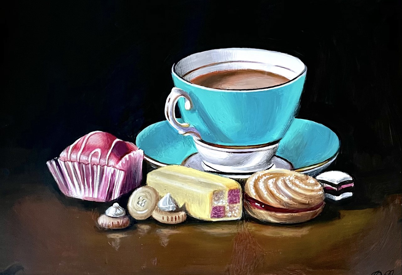 Tea and Cakes, A3, Acrylic, Canvas Paper