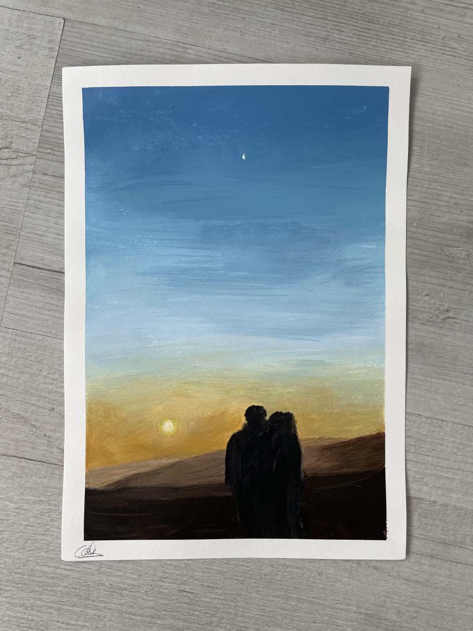 Sunset, A5, Acrylic, Paper