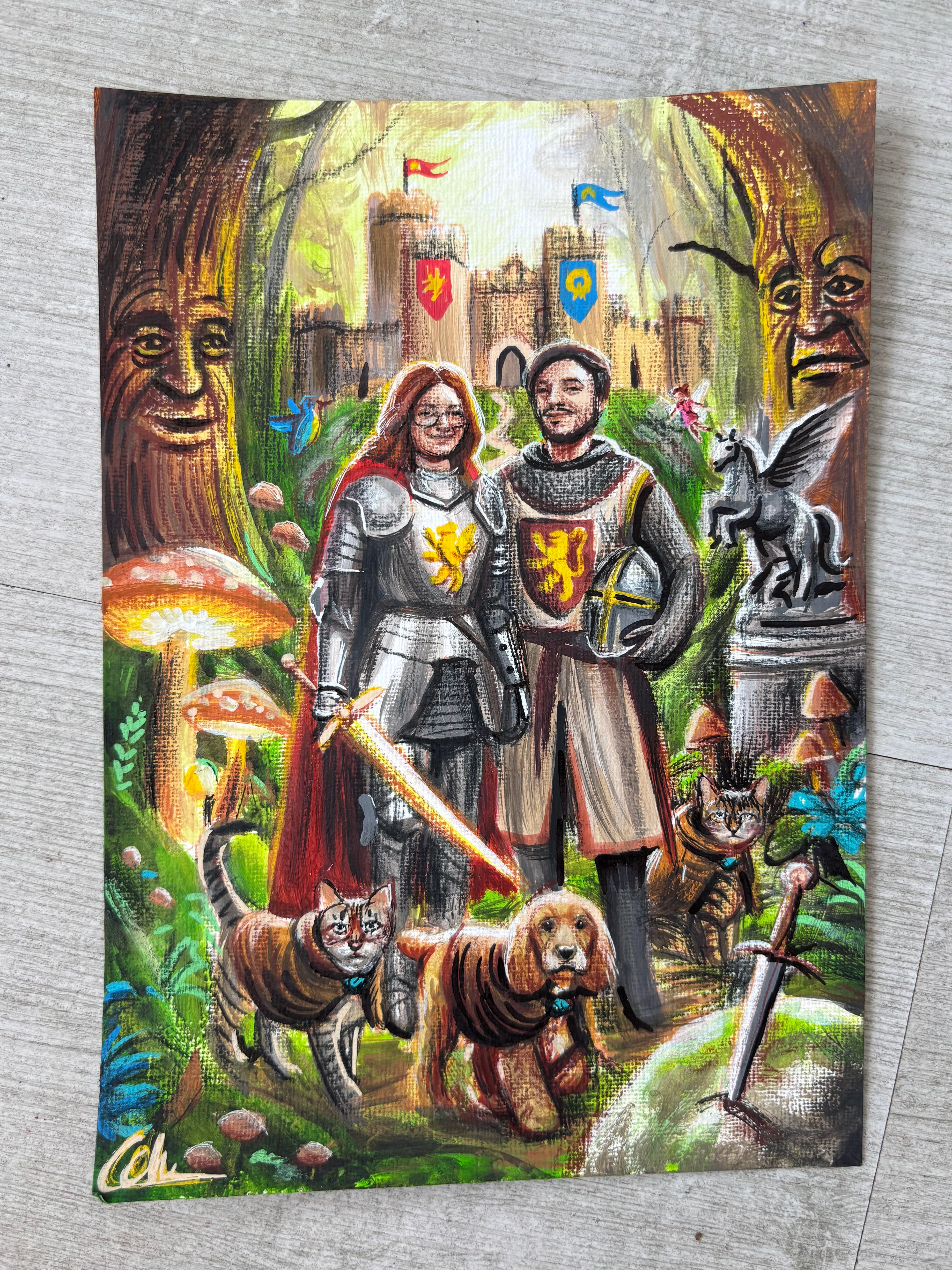 Fantasy Woodland Couple, A5, Pencil and Marker Pen, Paper