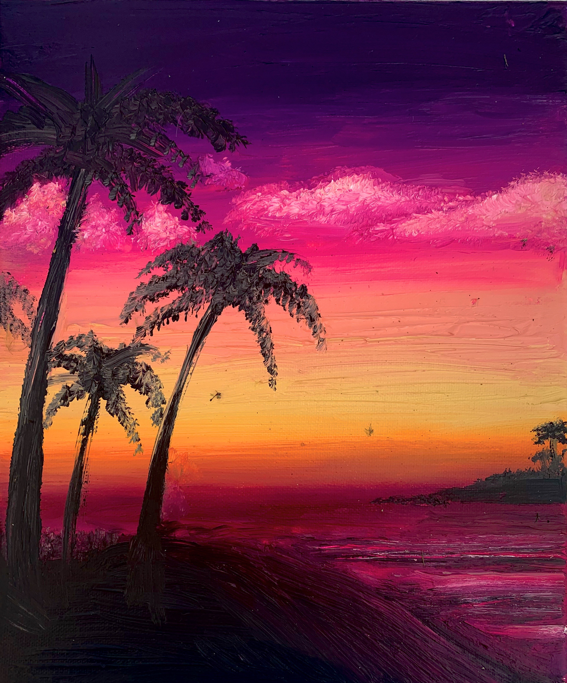 Sunset Heaven, A4, Oil, Canvas