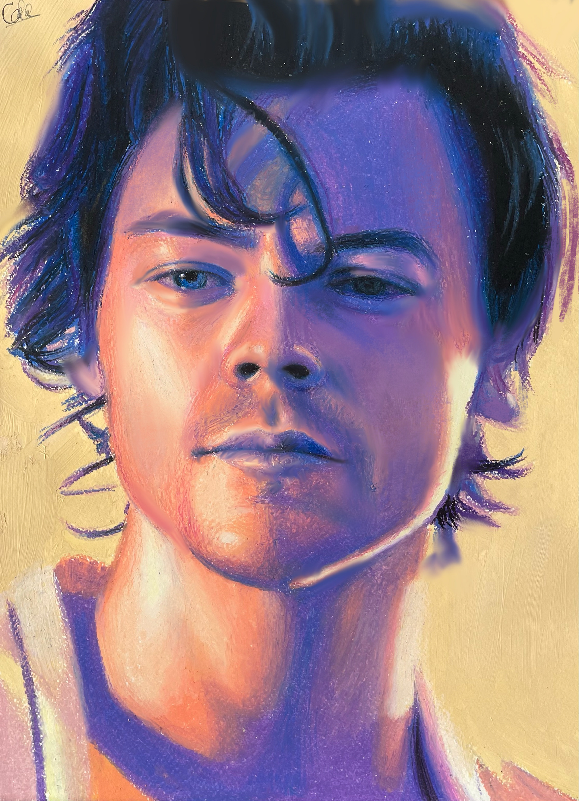 Golden, A3, Oil Pastel, Canvas Paper