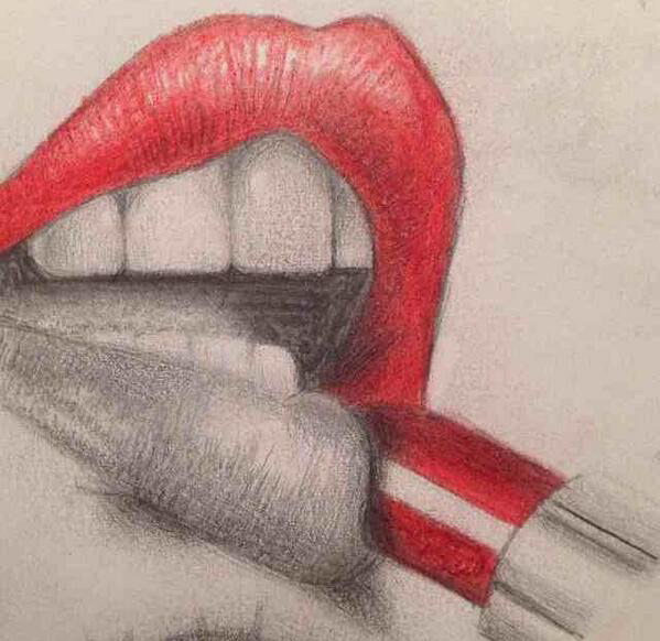 Lipstick, A4, Colour Pencil, Paper