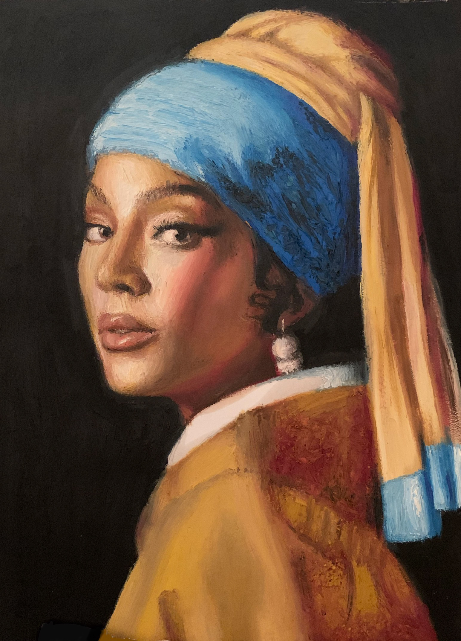 Beyonce with the Pearl Earring, A3, Oil, Paper