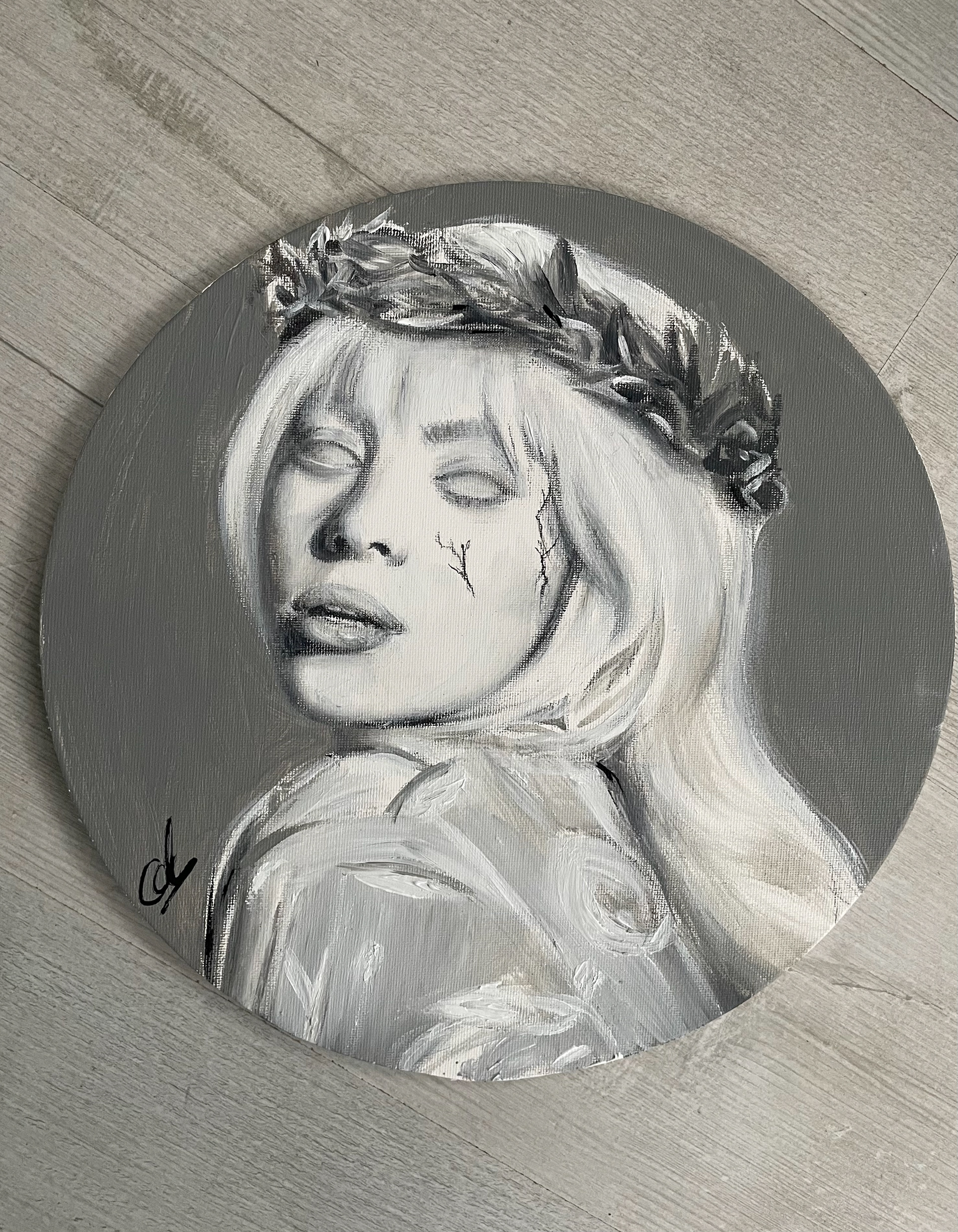 Billie Godess, Acrylic, Circular Canvas Board
