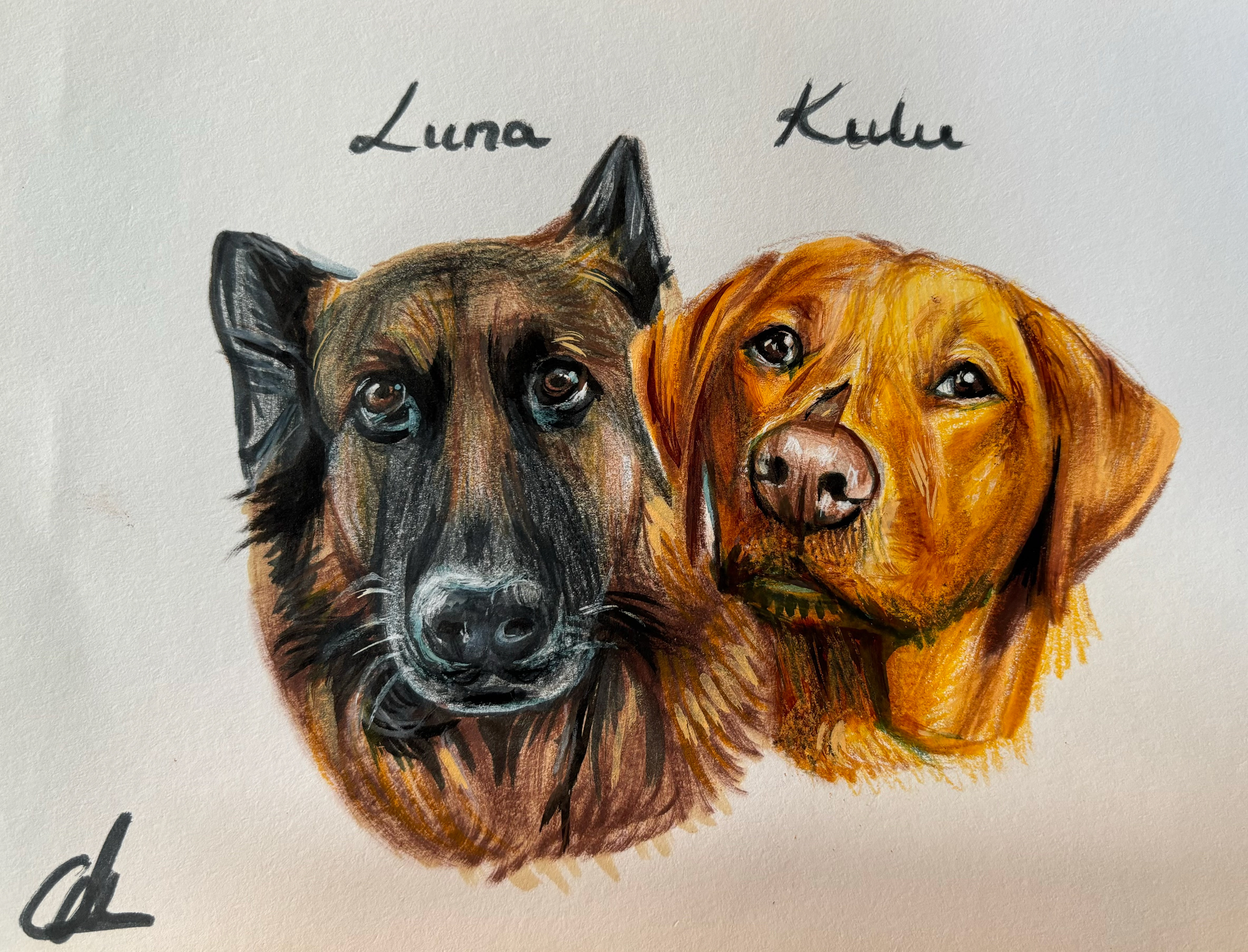 Luna & Kulu, A5, Colour Pencil, Paper