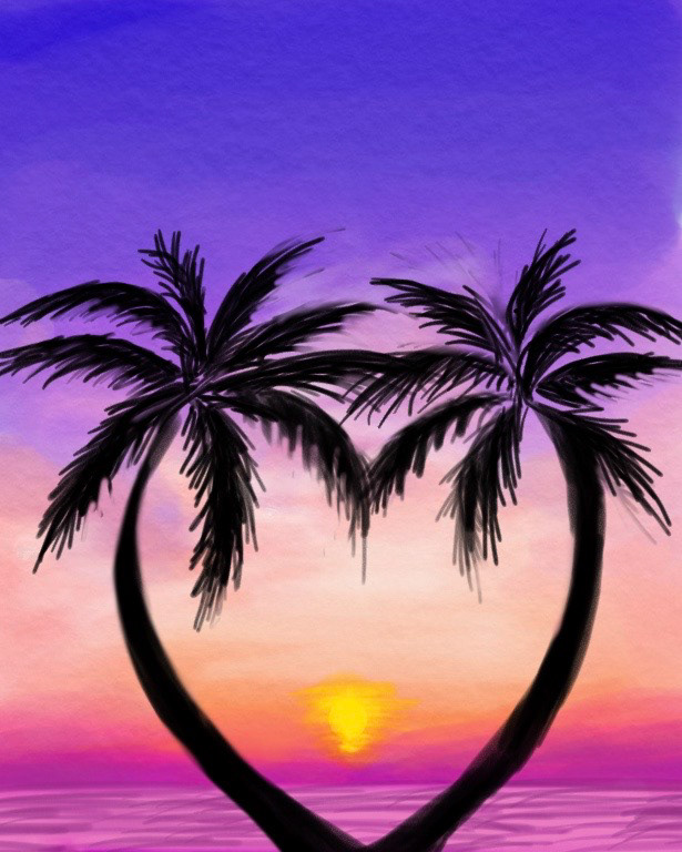 Love Island, Marker Pen and Watercolour Tool, Adobe Sketch