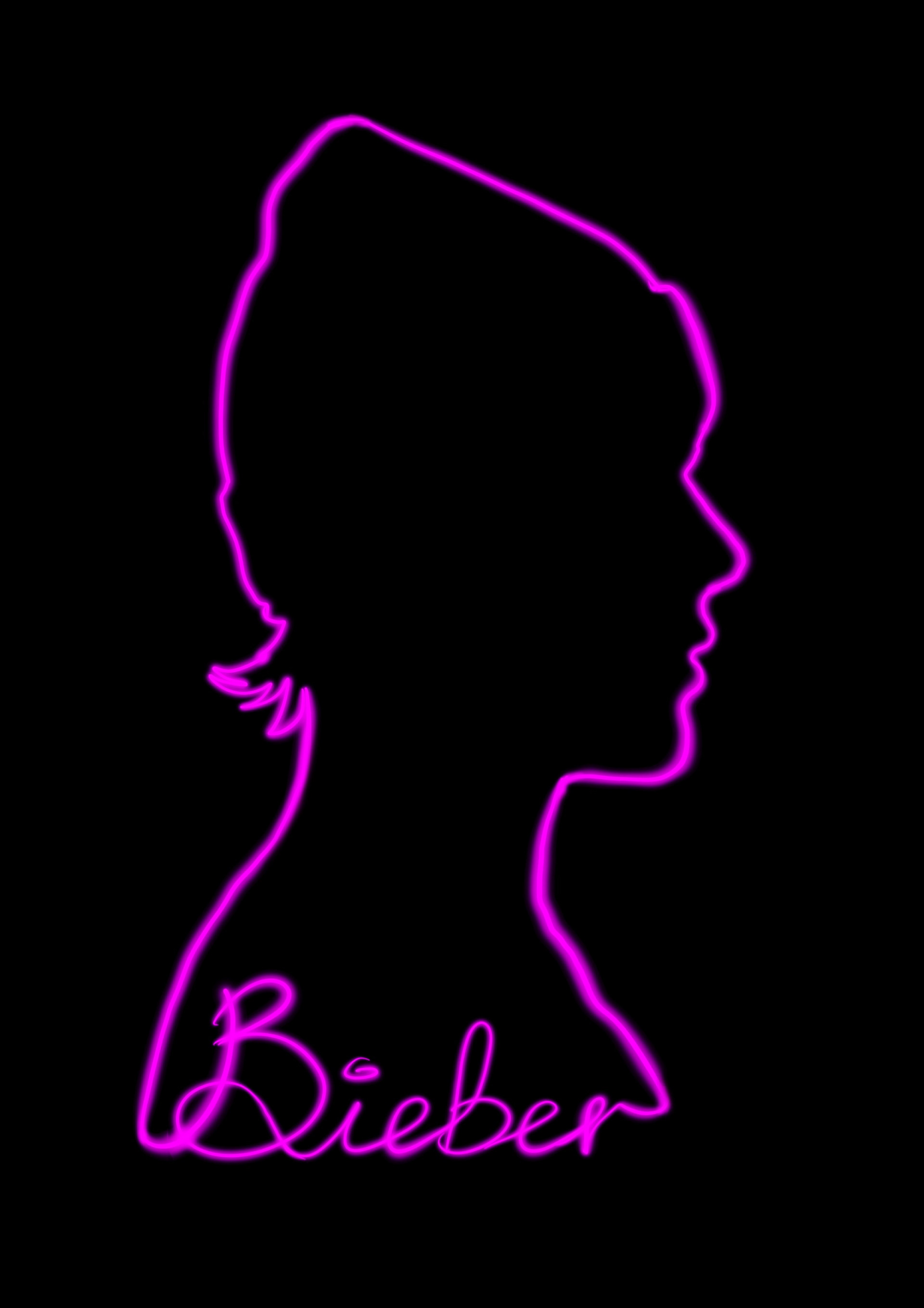 Justin Bieber Neon Silhouette