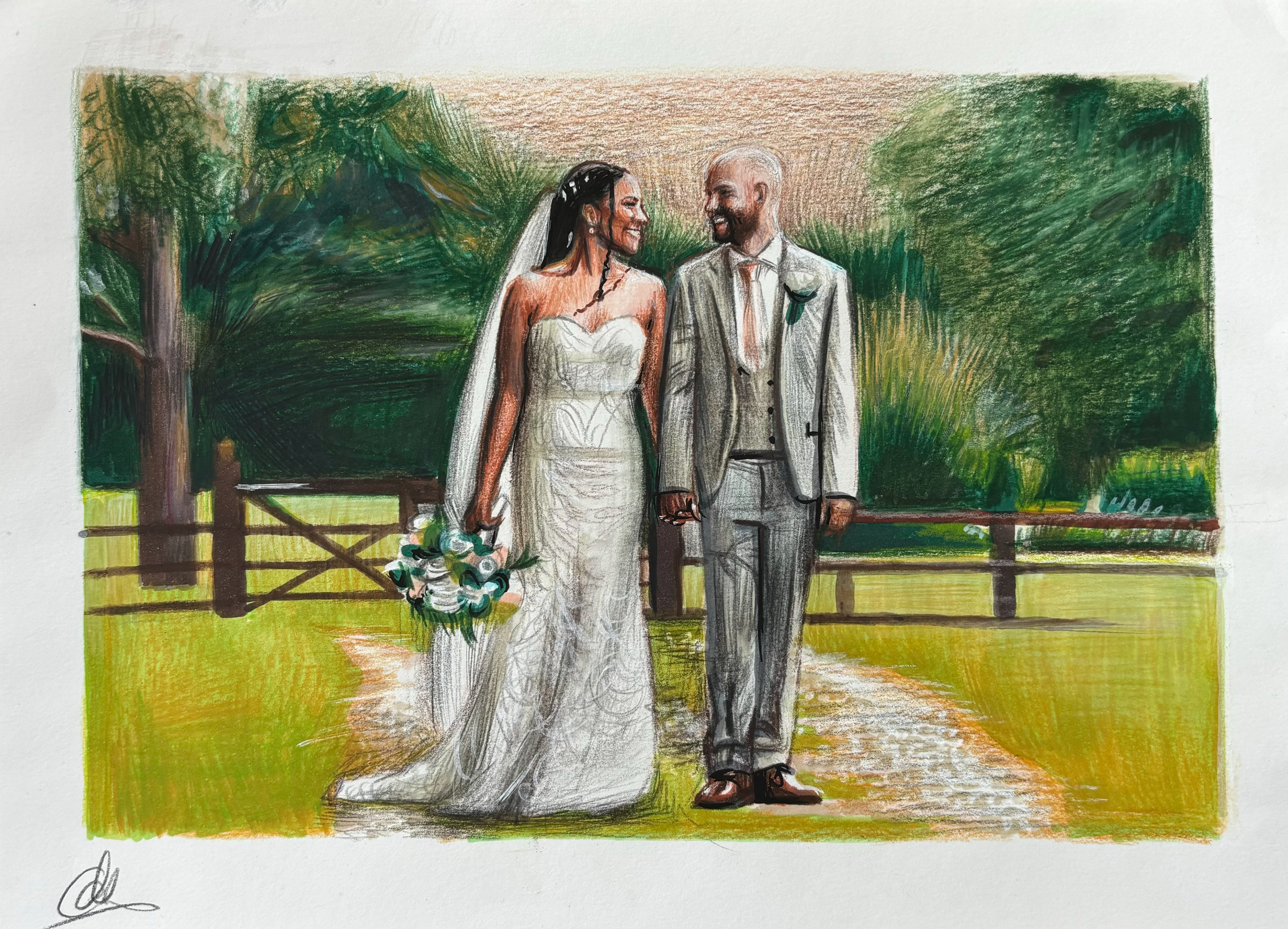 Happy Wedding Day, A4, Colour Pencil, Paper