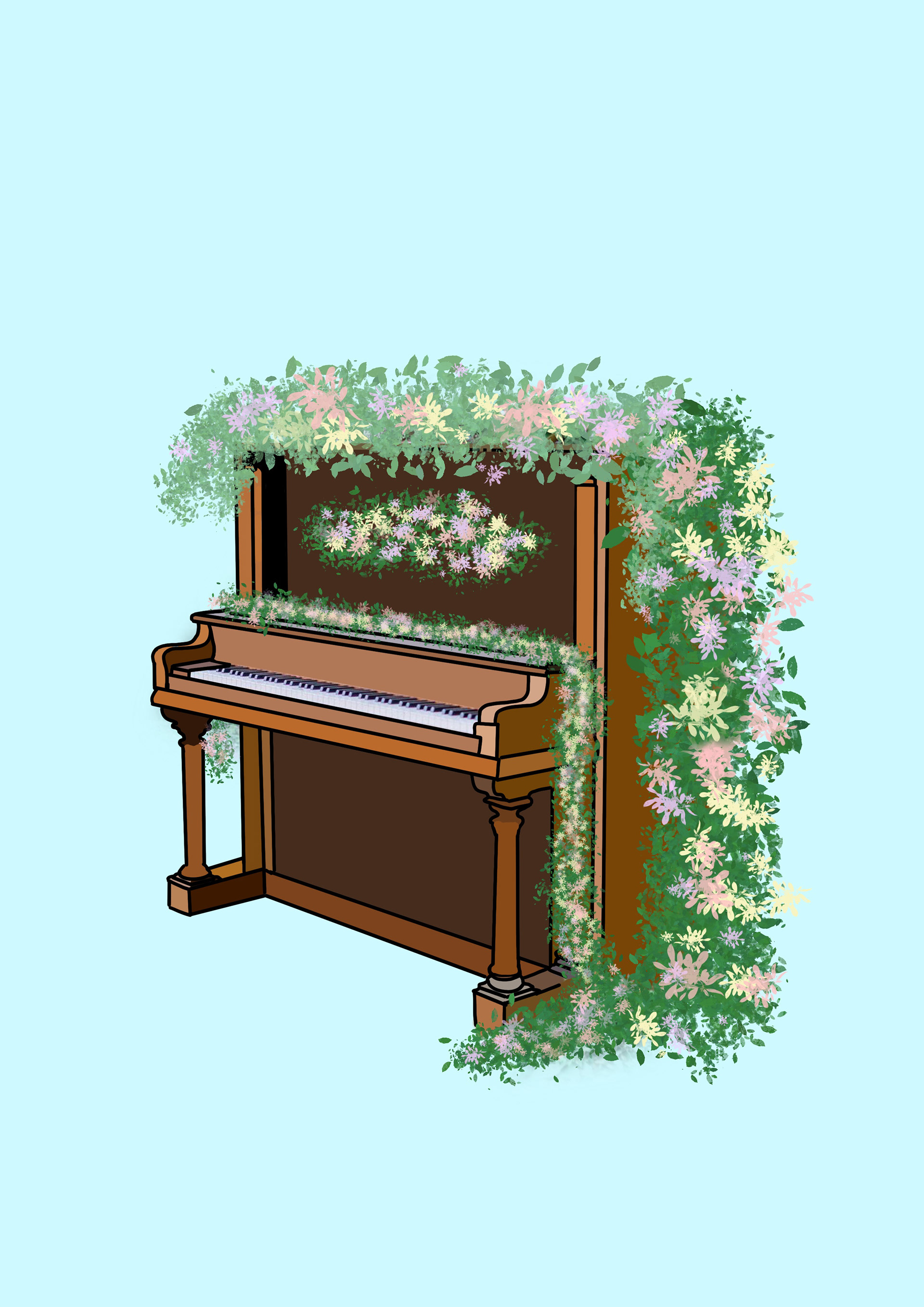 Floral Piano, Monoline and floral brushes, Procreate