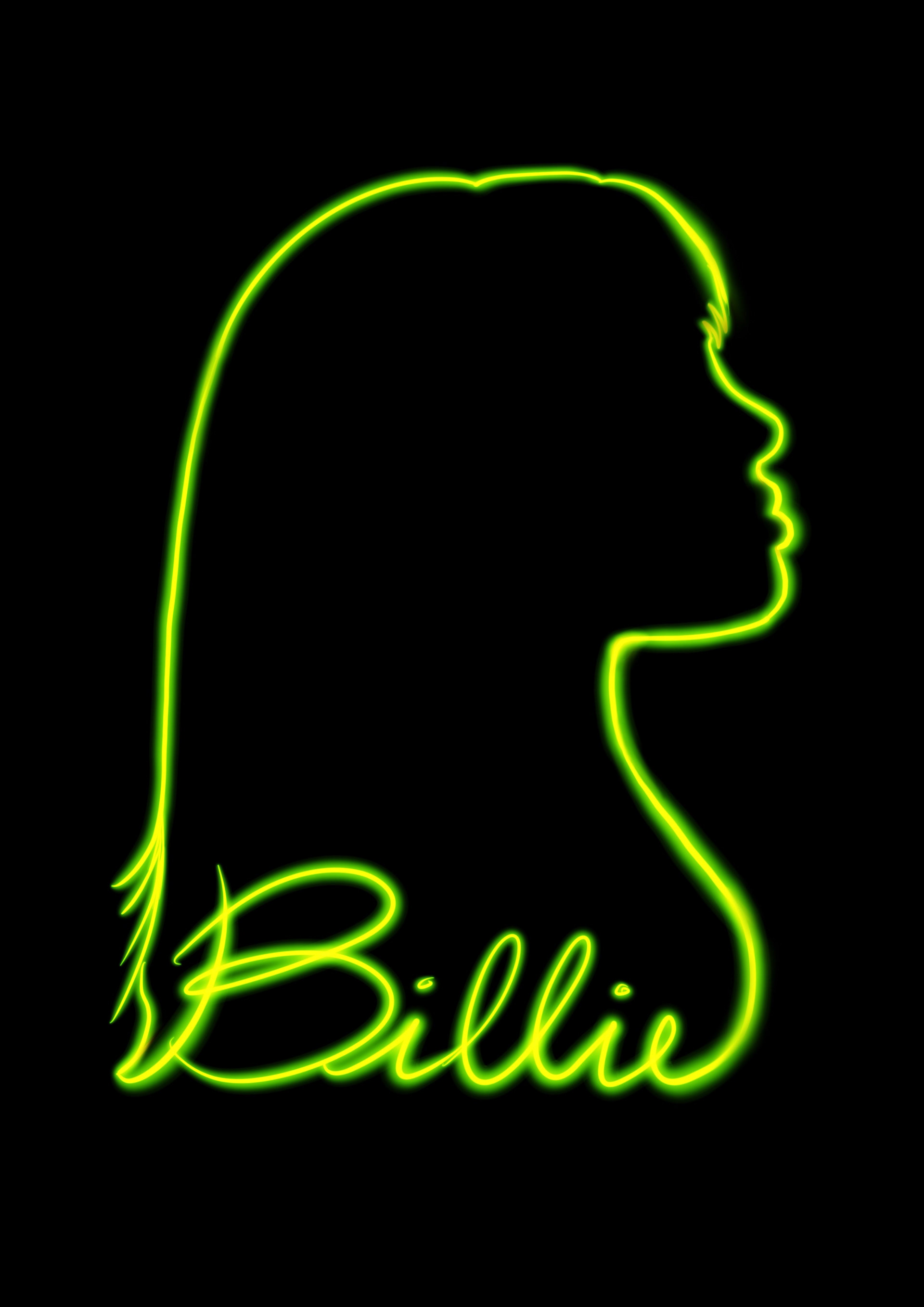 Billie Eilish Neon Silhouette