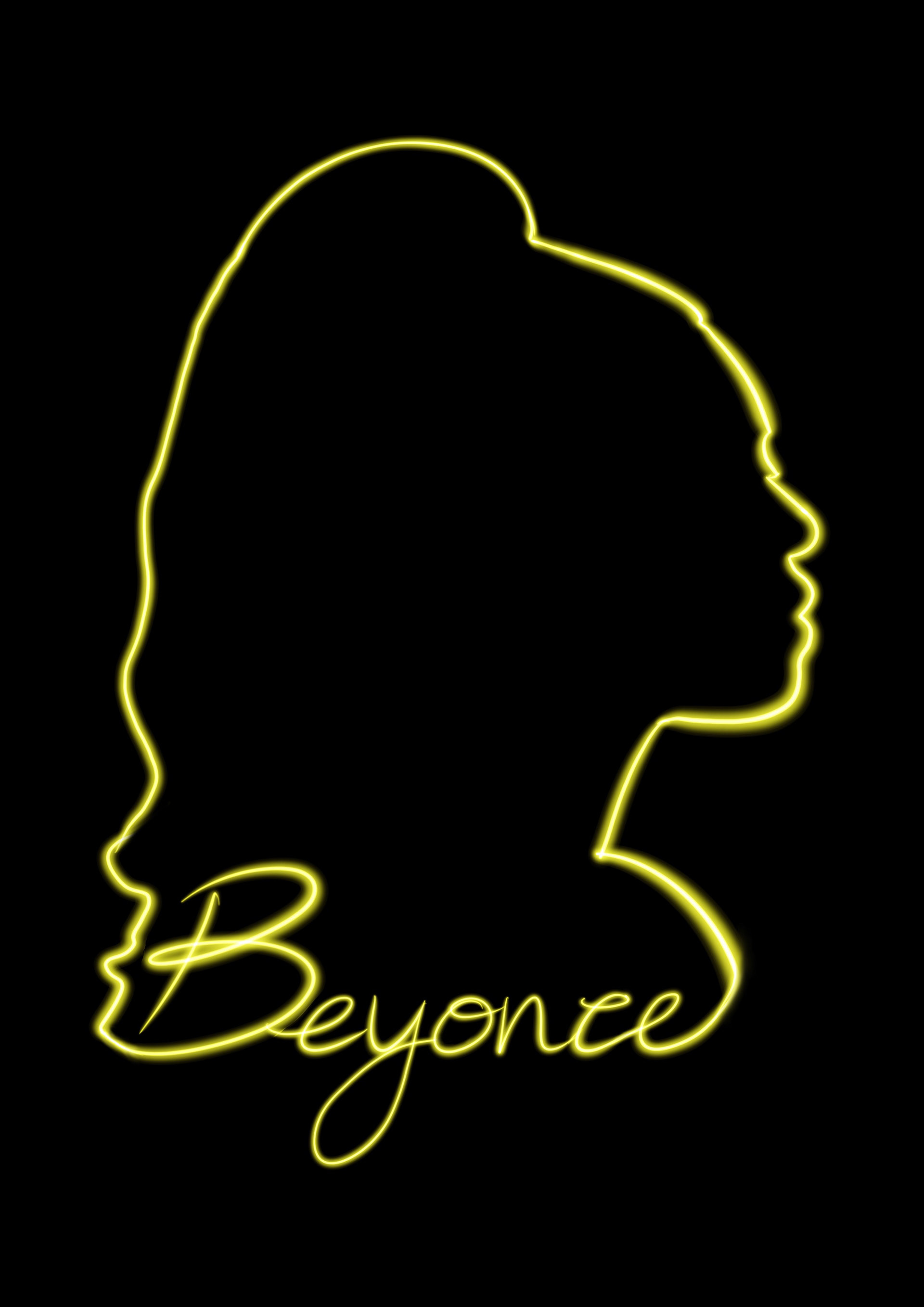 Beyonce Neon Silhouette
