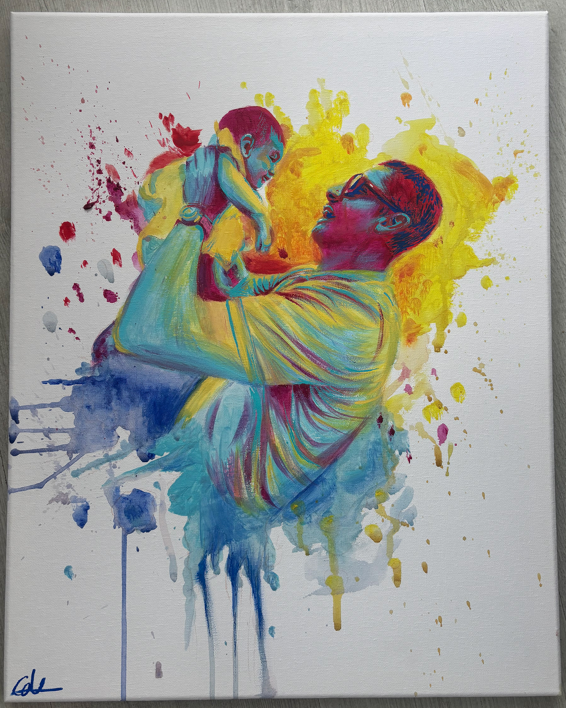 Rainbow Portrait, A3, Acrylic, Canvas