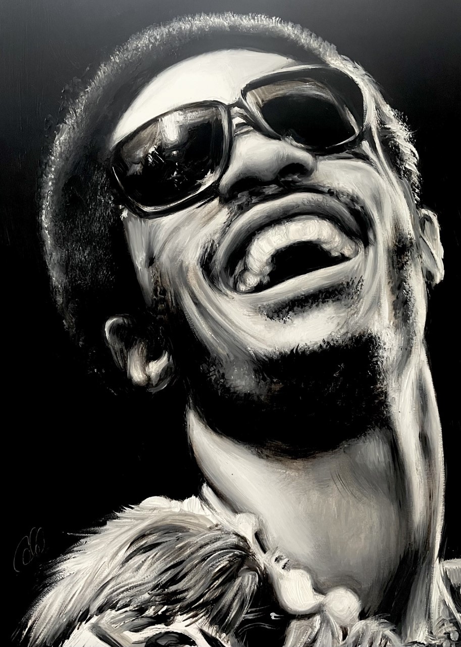 Stevie Wonder, A3, Oil, Canvas Paper