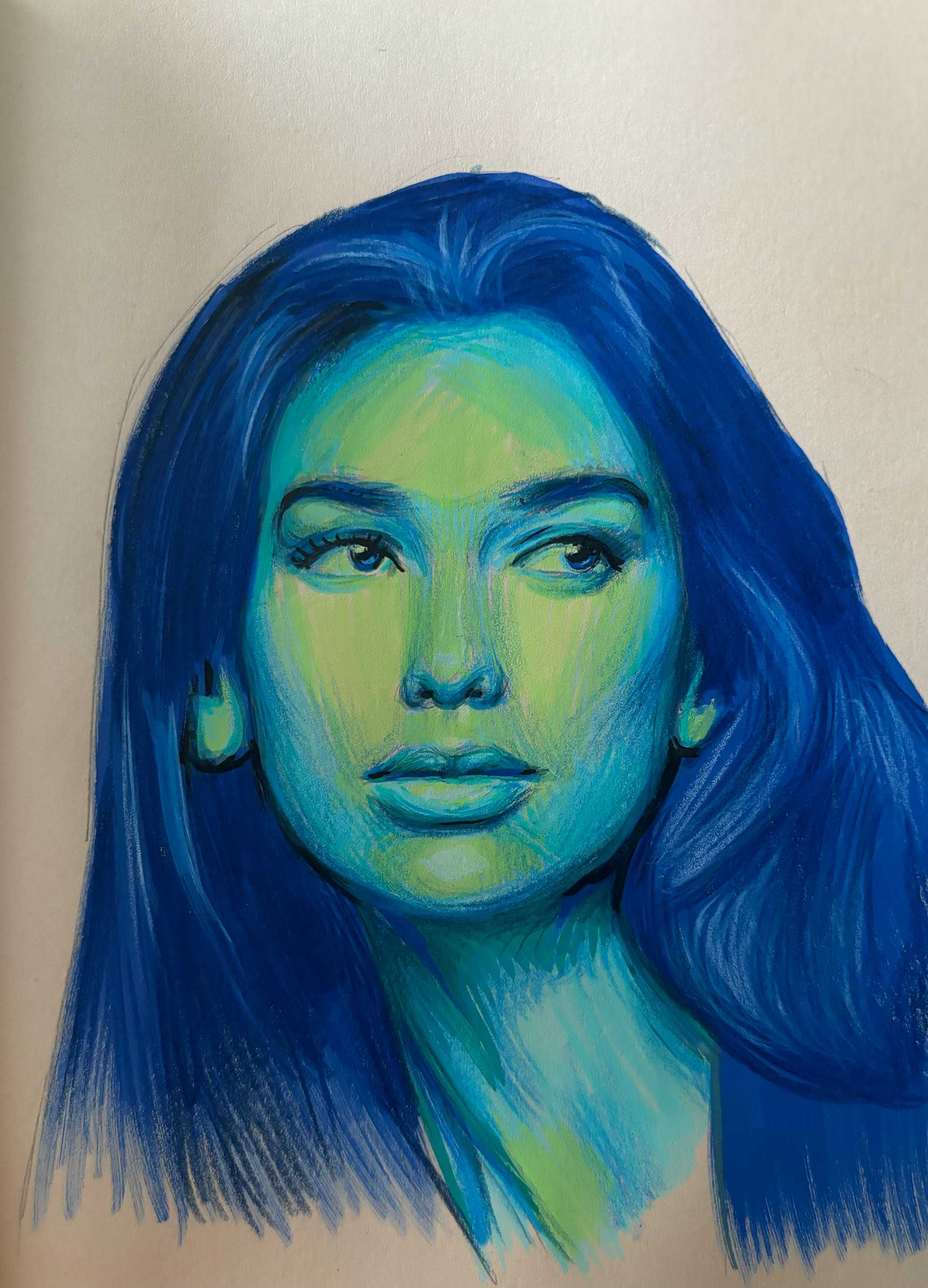Dua Lipa, A5 Cappuccino Sketchbook, Acrylic Pen and Pencil