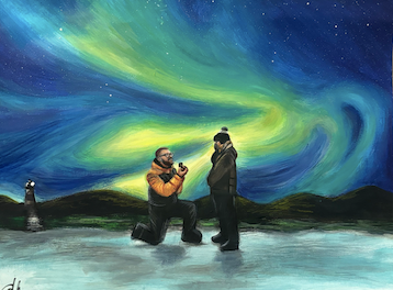 Northern Lights Proposal, A3, Acrylic, Canvas Paper