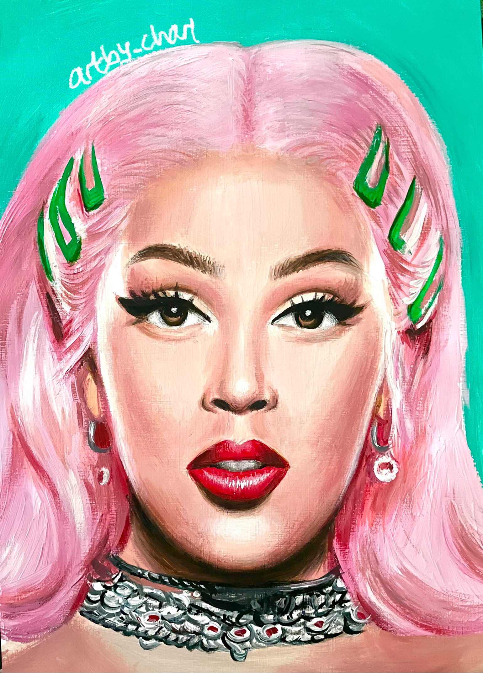 Doja Cat, A3, Acrylic, Canvas Paper