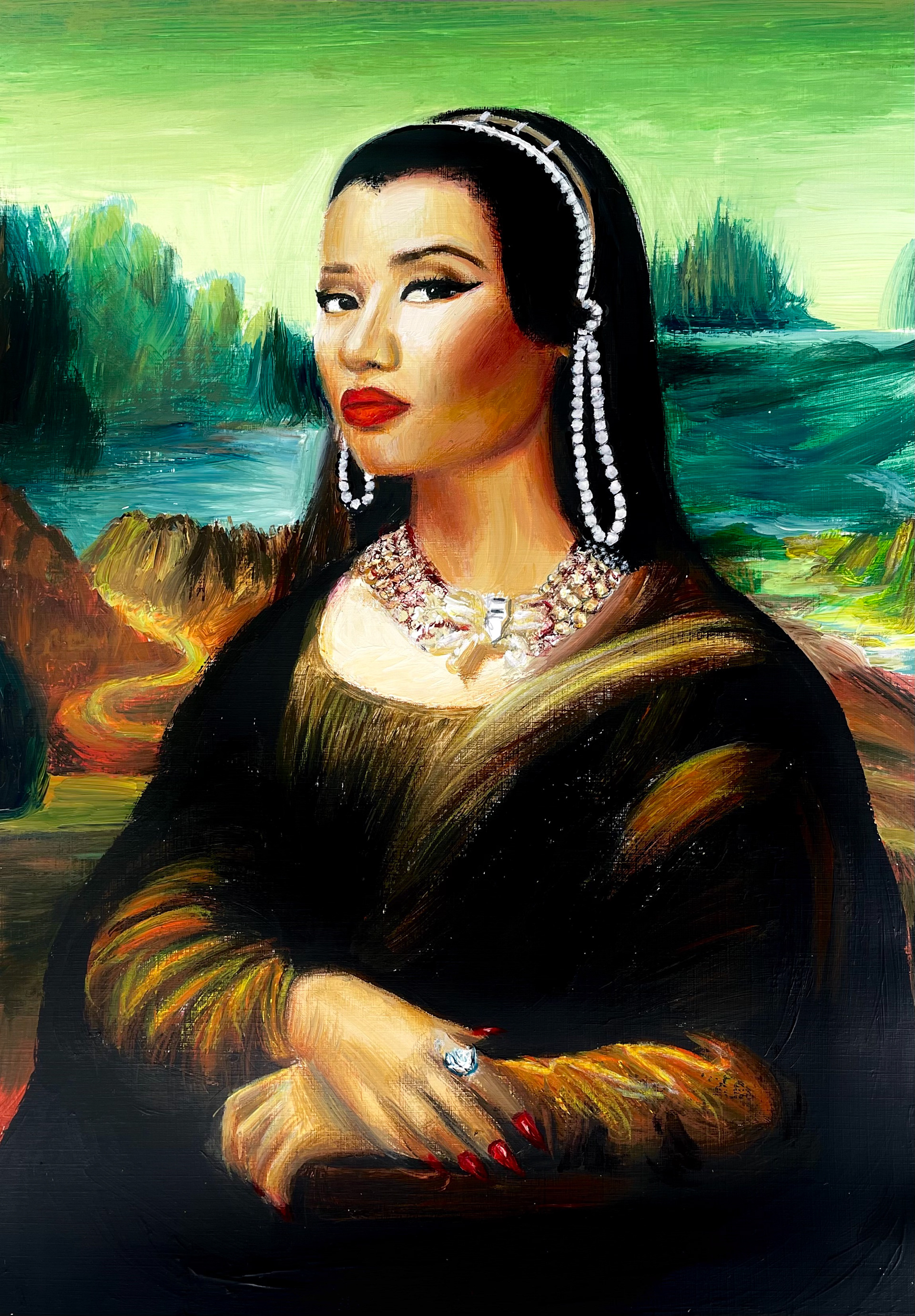 Minaj Lisa, A3, Acrylic, Canvas Paper