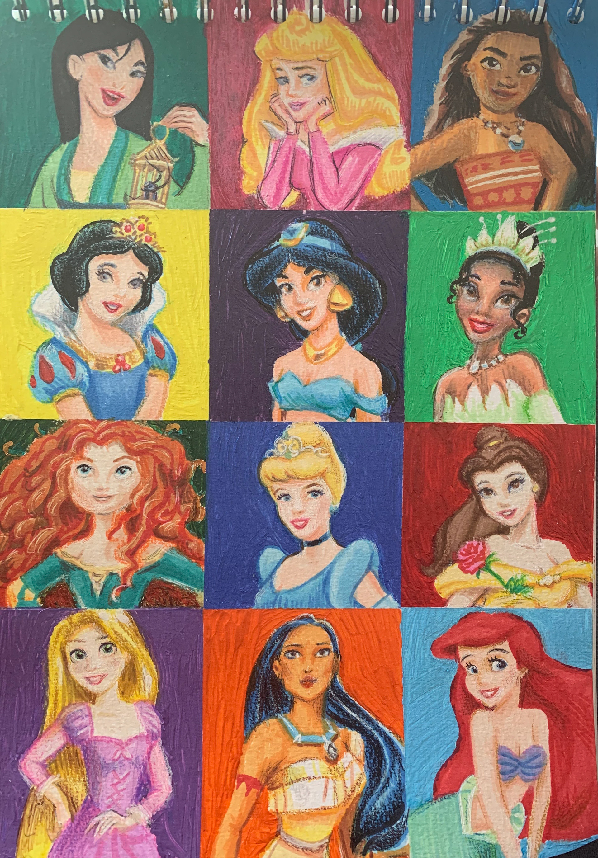 Disney Princesses, A4, Acrylic and Marker Pen, A4