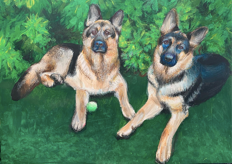 Double German, A4, Acrylic, Paper