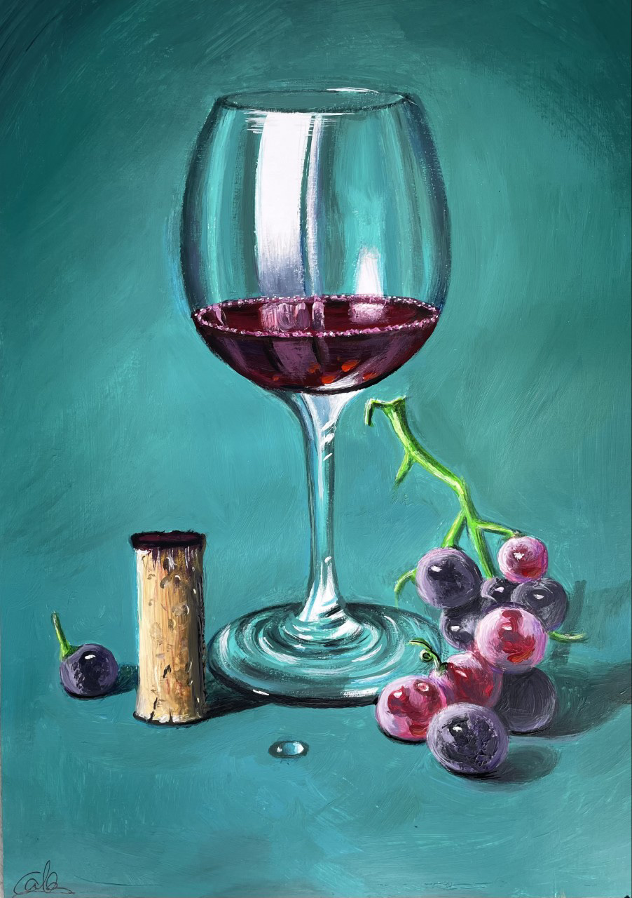 Fine Wine, A3, Acrylic, Canvas Paper